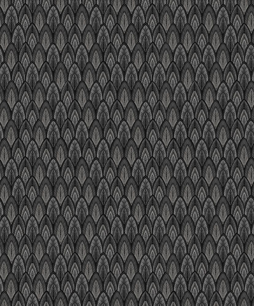 Dabu Caviar tapet med grafiskt mönster i svart. Från kollektionen Summer. Nonwoven-material med rak passning.