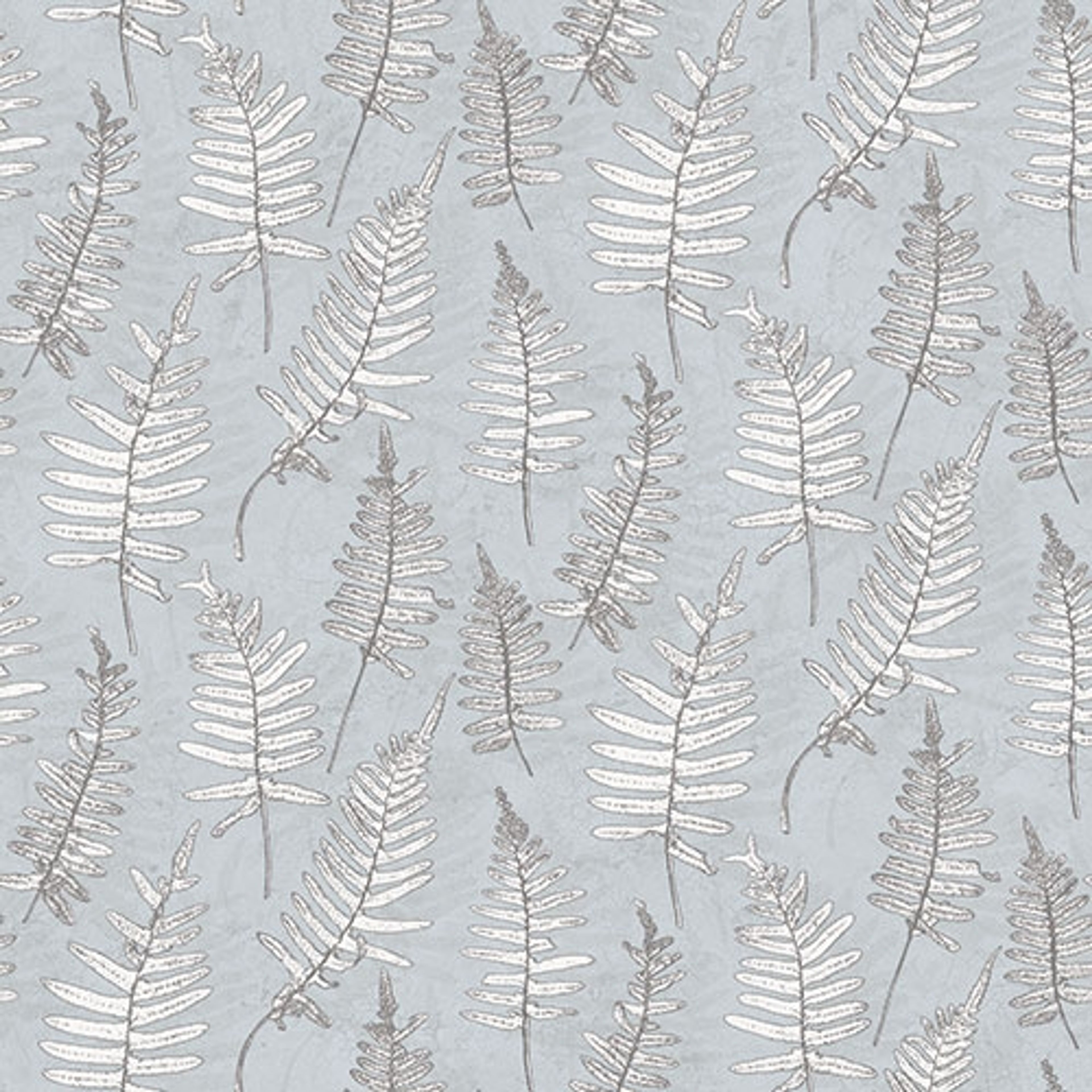 Stensöta tapet med botaniskt mönster i grå och blå. Från kollektionen skogsgläntan. Nonwoven-material med rak passning. City-stil. Passar i vardagsrum, sovrum och matsal.