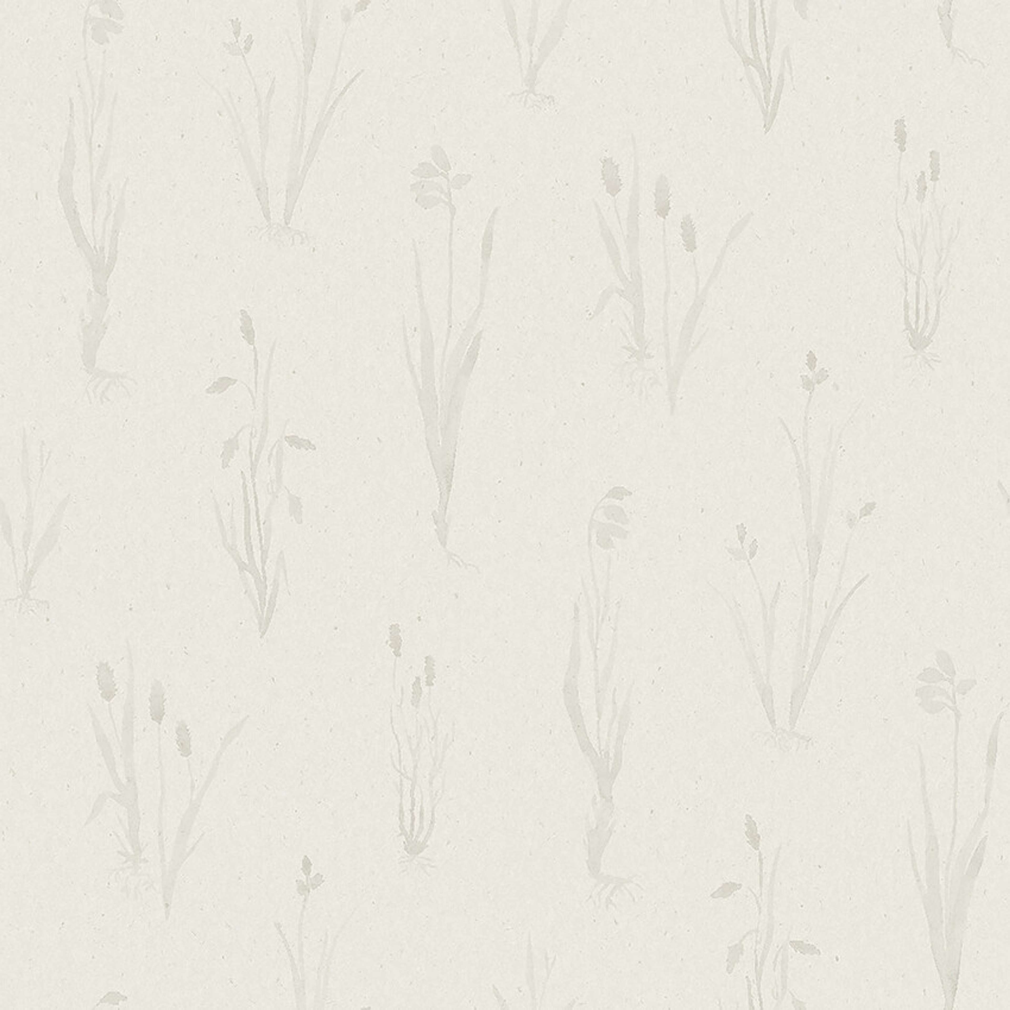 Moorland tapet med botaniskt mönster i vit. Från kollektionen Woodland. Nonwoven-material med rak passning.