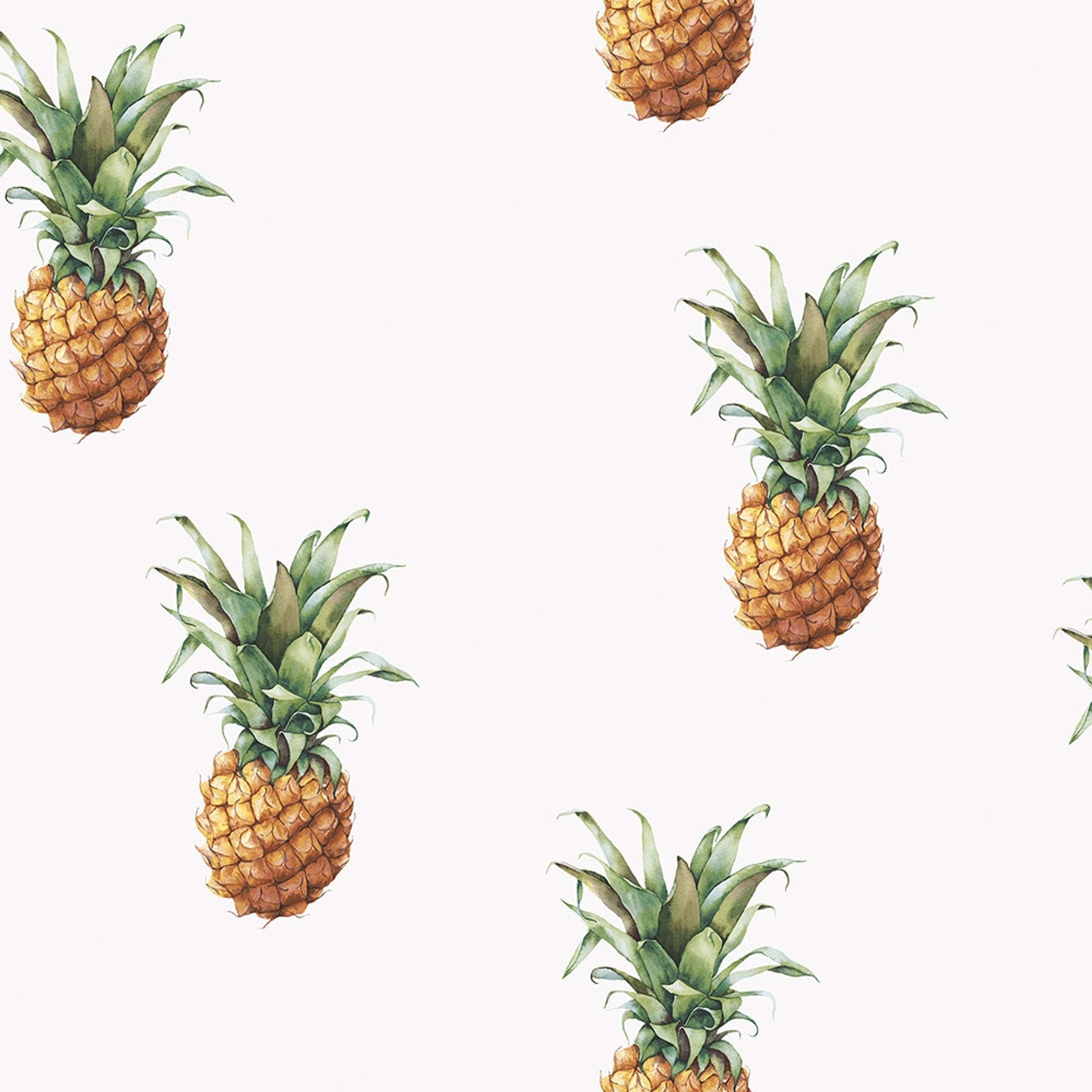 Pineapples tapet i vit. Från kollektionen Just Kitchens. Nonwoven-material med förskjuten passning.