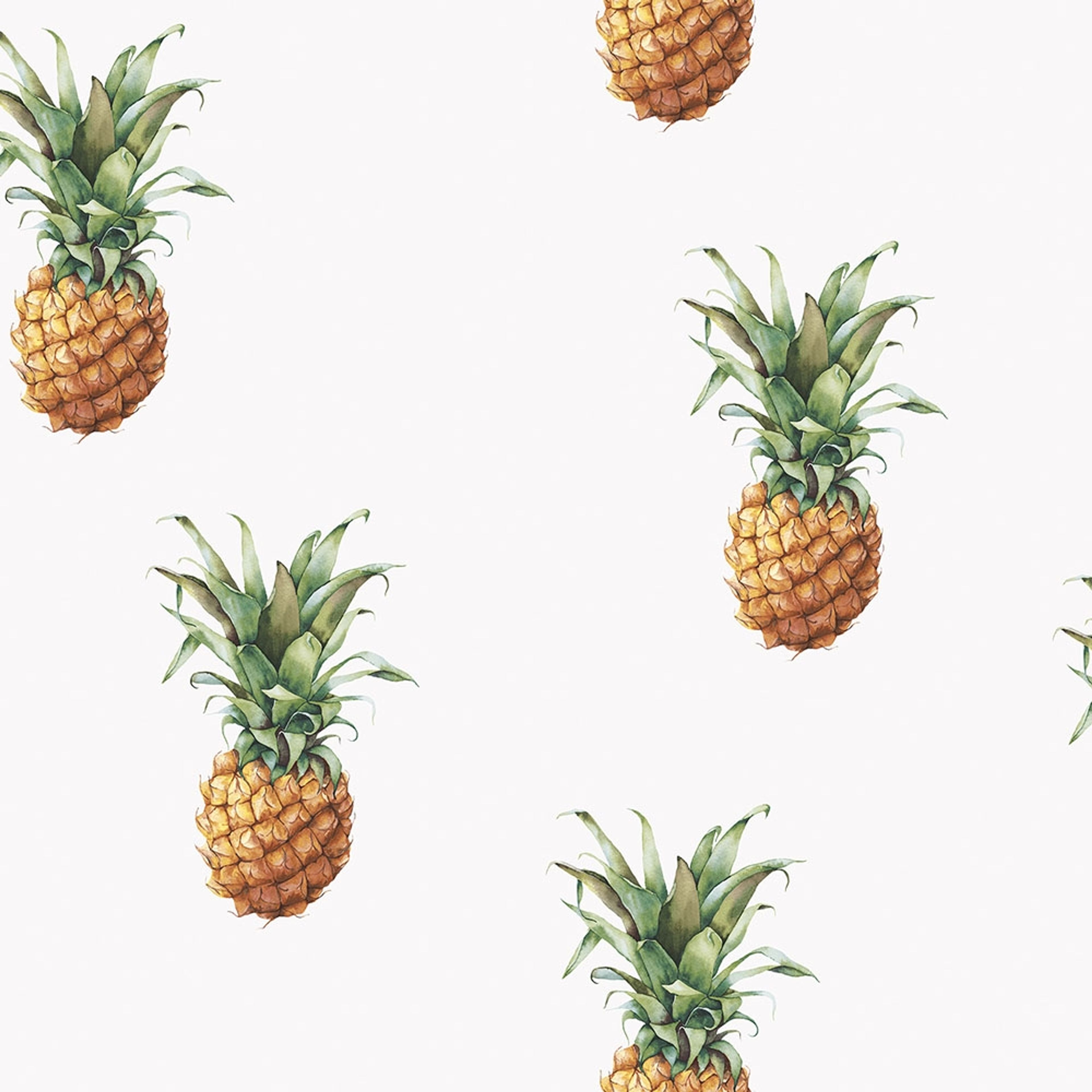 Pineapples tapet i vit. Från kollektionen Just Kitchens. Nonwoven-material med förskjuten passning.