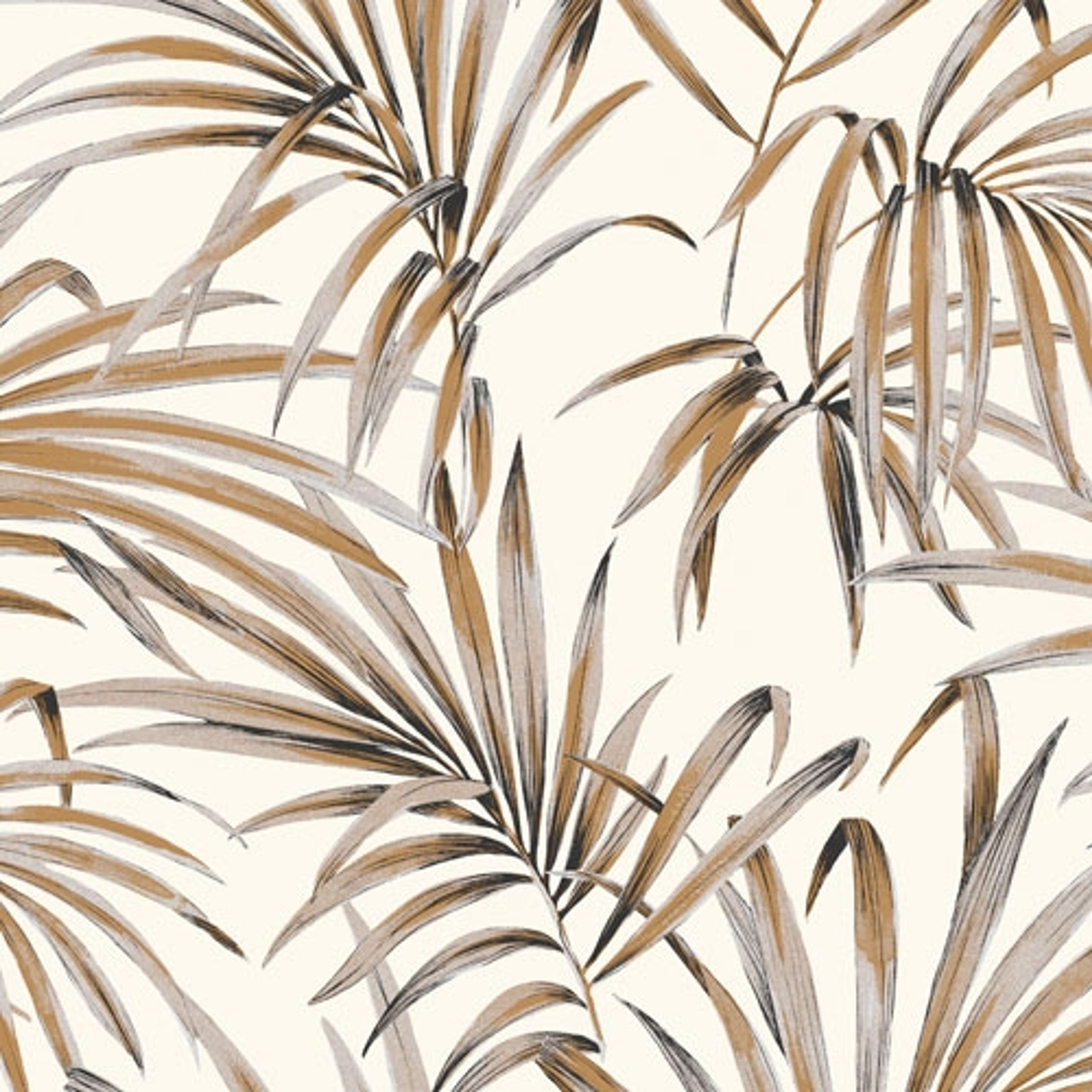 Palm ginger tapet med botaniskt mönster i vit. Från kollektionen lotus. Nonwoven-material med förskjuten passning.
