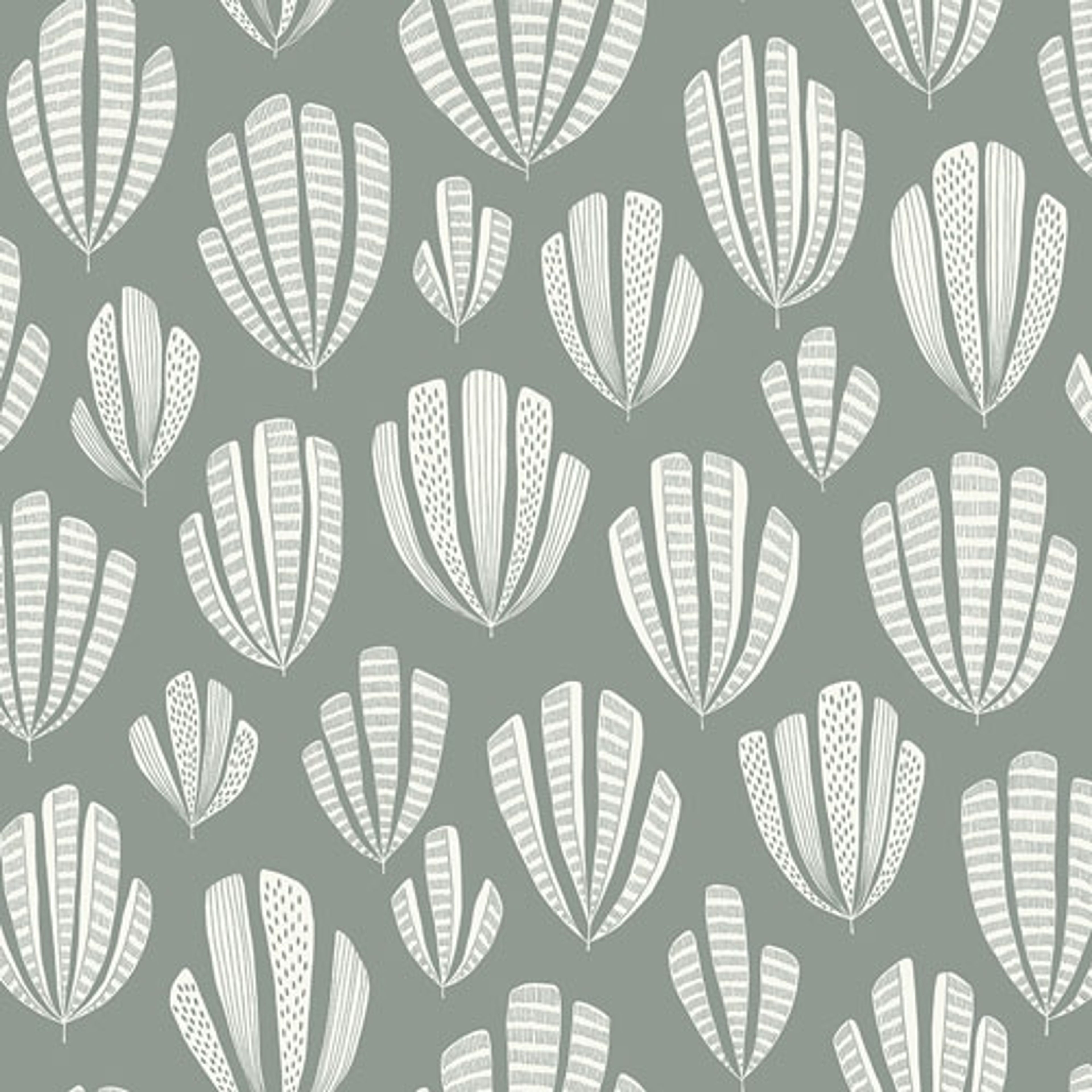 Hoja Silverbirch tapet från Midbec med geometriskt, retro mönster i grå. Från kollektionen Kinfolk. Nonwoven-material med förskjuten passning. Vintage-stil.