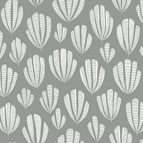 Hoja Silverbirch tapet från Midbec med geometriskt, retro mönster i grå. Från kollektionen Kinfolk. Nonwoven-material med förskjuten passning. Vintage-stil.