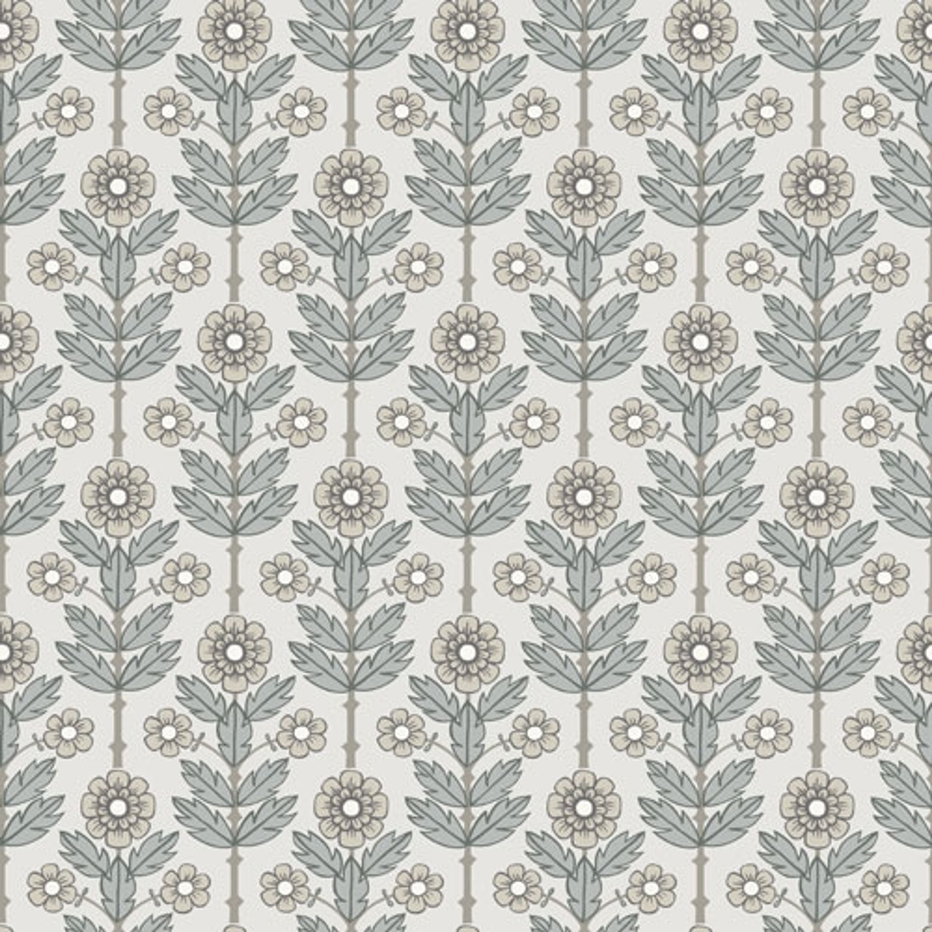 Othilia storblommig, ljus tapet från Midbec med blommigt mönster i vit. Från kollektionen Lyckebo. Nonwoven-material med rak passning.