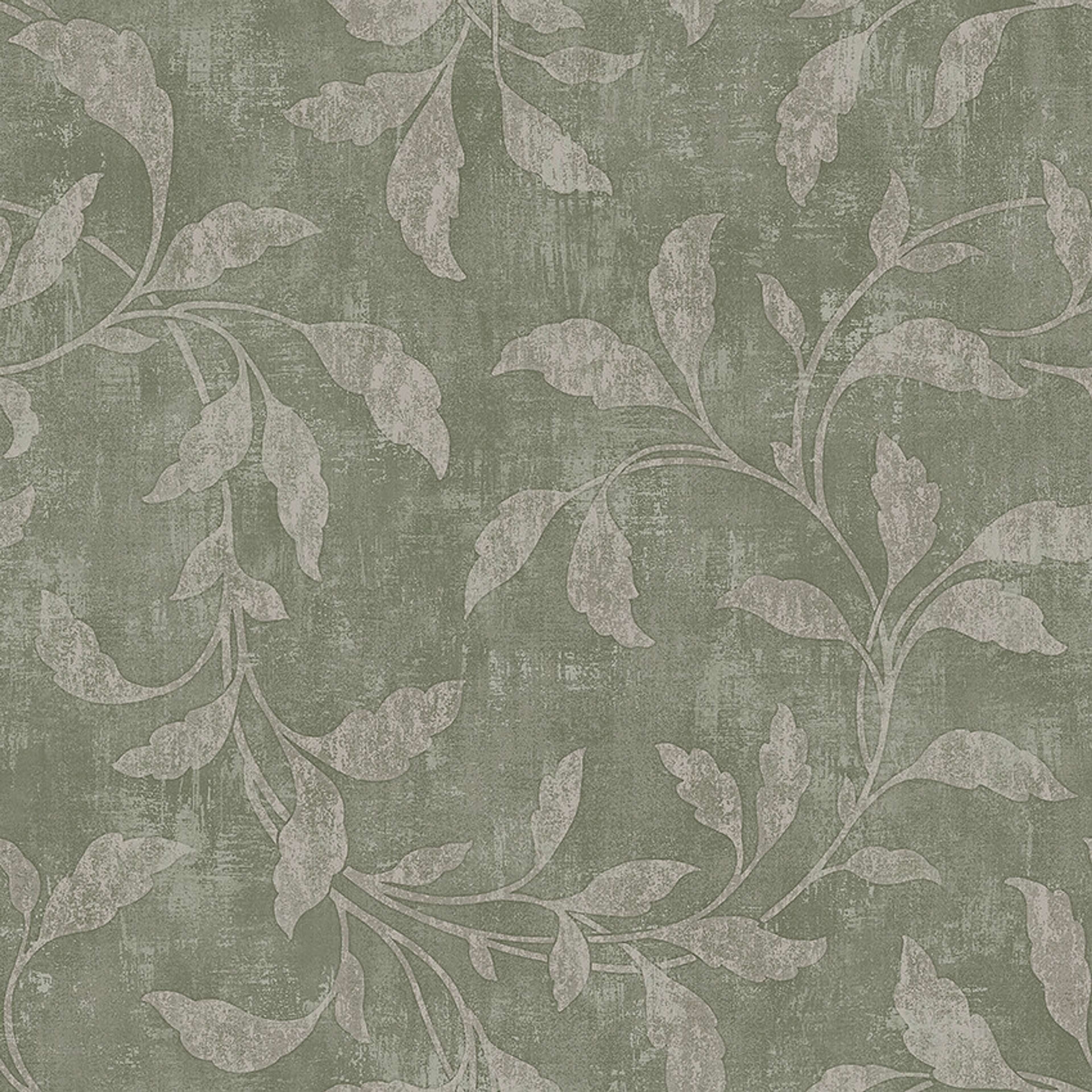 Rosewood Night tapet tapet med botaniskt mönster i grön. Från kollektionen Dreamy Escape. Nonwoven-material med rak passning. Passar i vardagsrum och matsal.