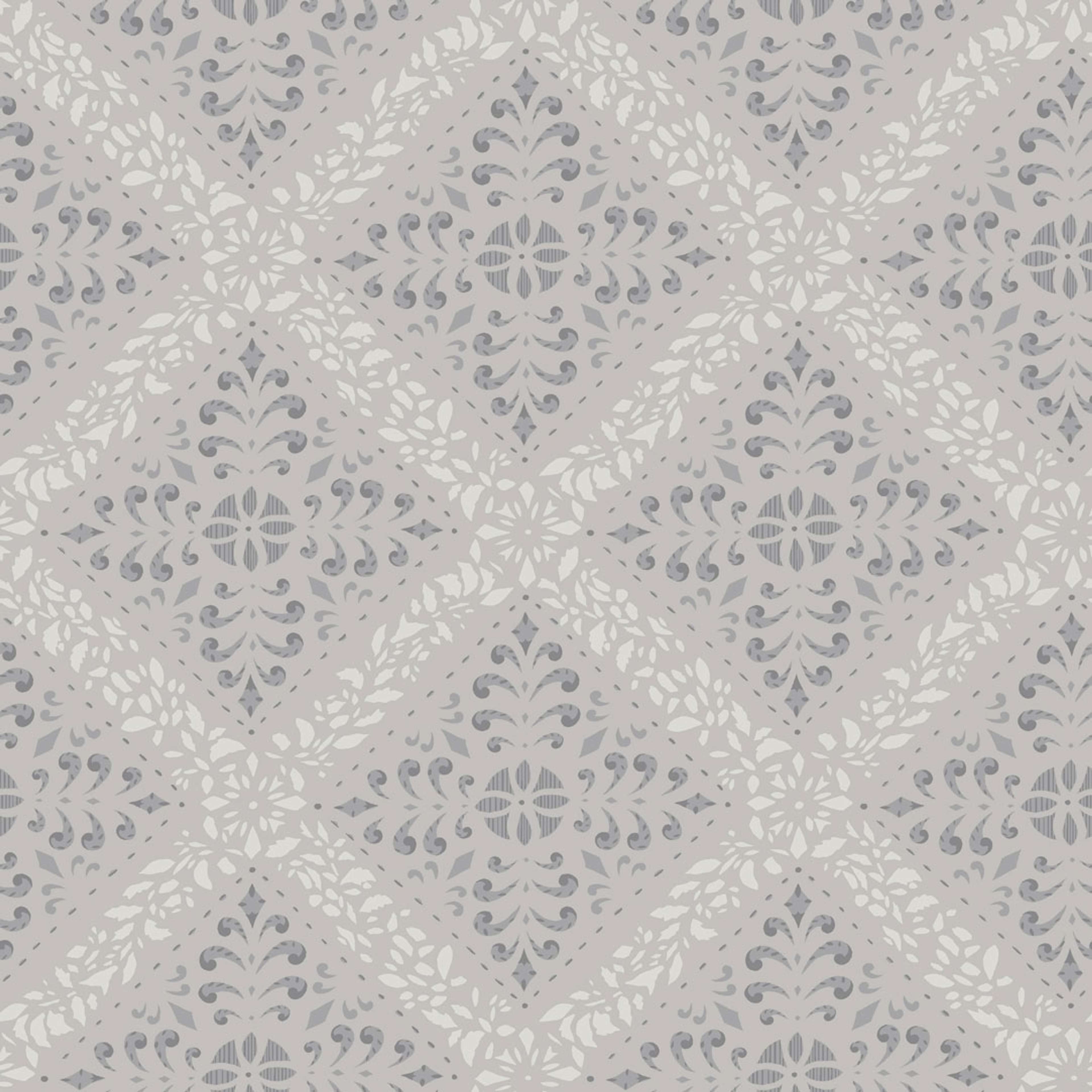 Nyborg tapet från Boråstapeter med geometriskt, blommigt mönster i grå. Från kollektionen anno. Nonwoven-material med rak passning. Country-stil. Passar i sovrum och matsal.