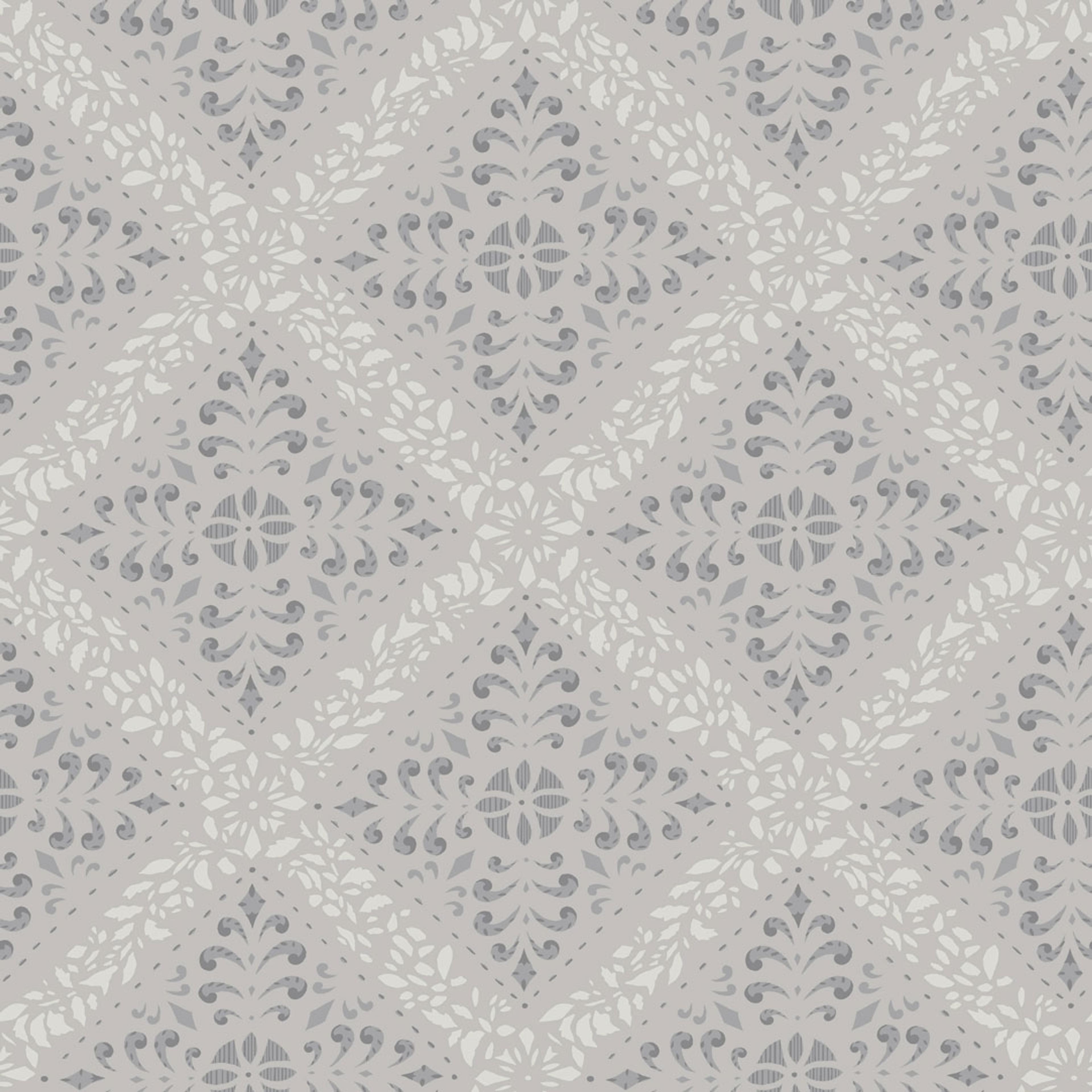 Nyborg tapet från Boråstapeter med geometriskt, blommigt mönster i grå. Från kollektionen anno. Nonwoven-material med rak passning. Country-stil. Passar i sovrum och matsal.