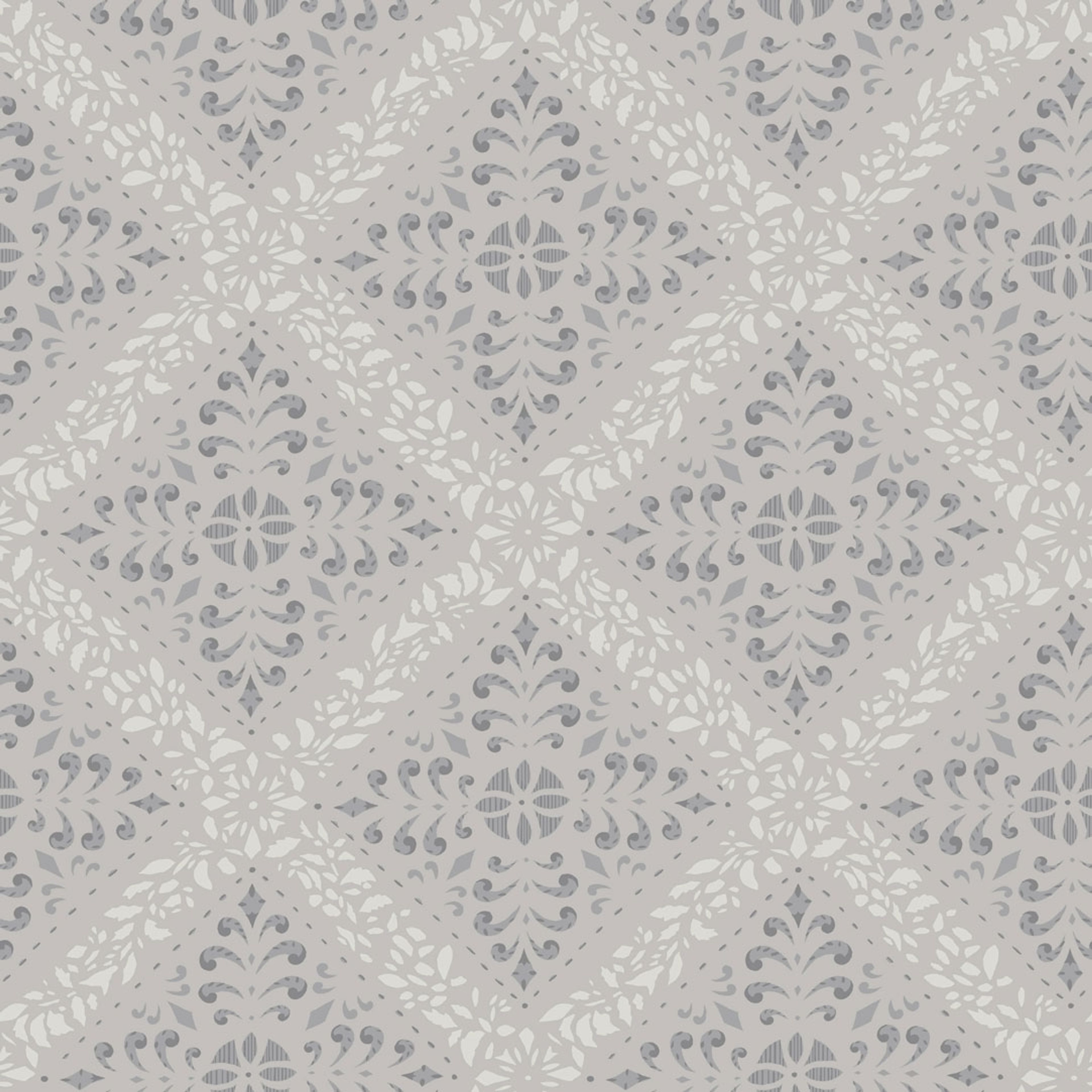 Nyborg tapet från Boråstapeter med geometriskt, blommigt mönster i grå. Från kollektionen anno. Nonwoven-material med rak passning. Country-stil. Passar i sovrum och matsal.