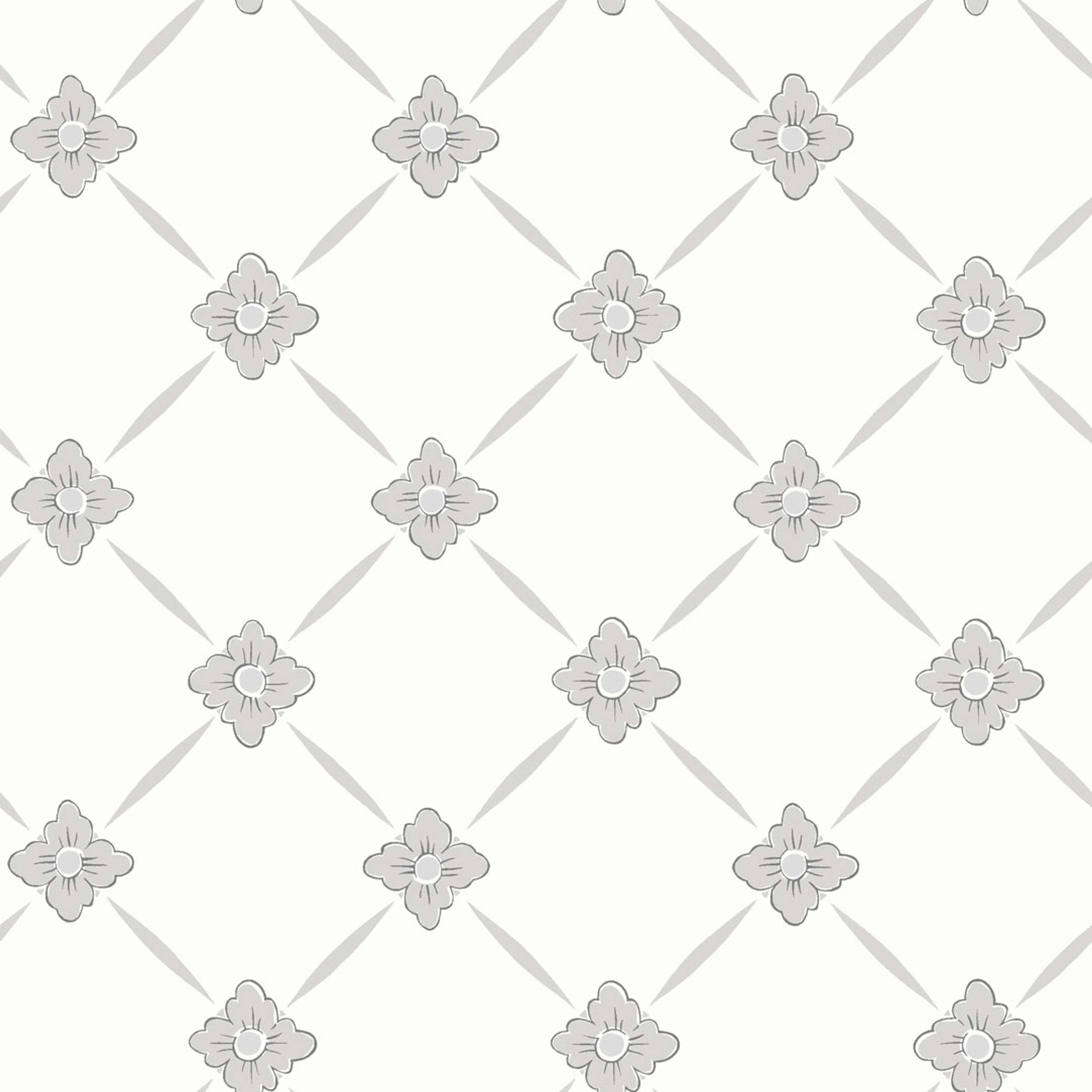 Linné tapet från Boråstapeter med geometriskt, blommigt mönster i vit och svart. Från kollektionen anno. Nonwoven-material med rak passning. Passar i sovrum och matsal.