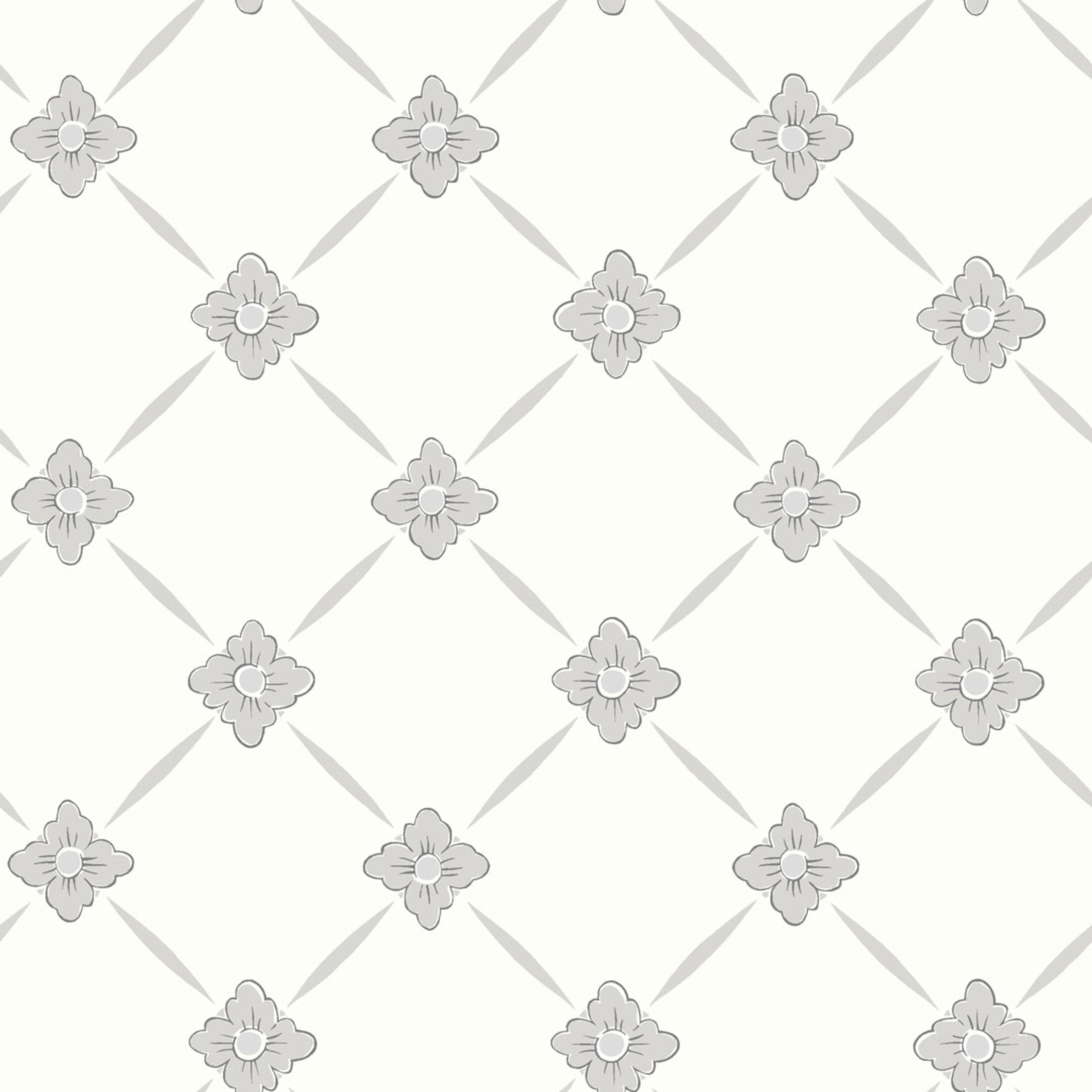 Linné tapet från Boråstapeter med geometriskt, blommigt mönster i vit och svart. Från kollektionen anno. Nonwoven-material med rak passning. Passar i sovrum och matsal.