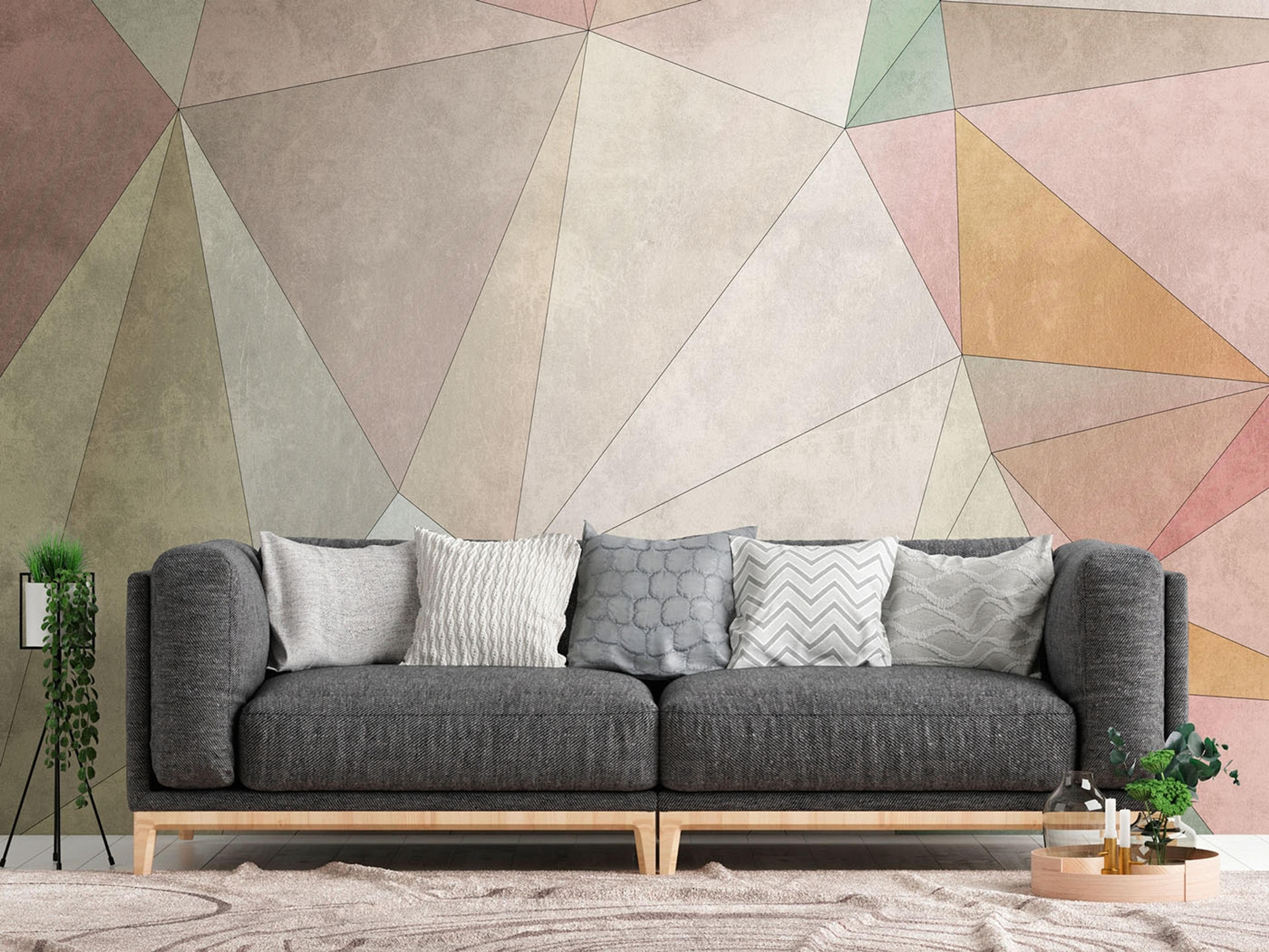 Graphics tapet med grafiskt mönster i beige. Från kollektionen The Wall. Nonwoven-material. Passar i vardagsrum och matsal.
