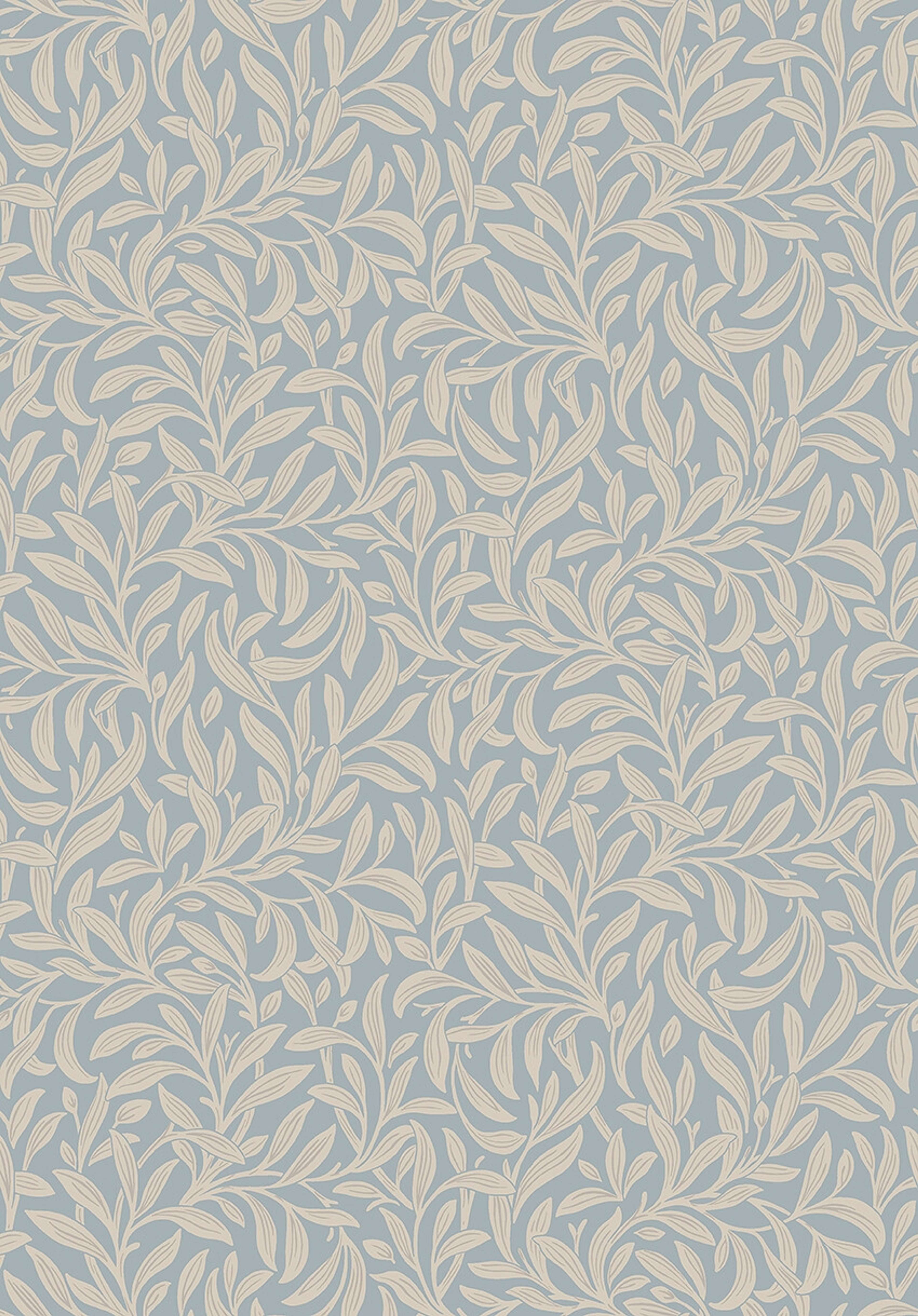 Vintergröna tapet med botaniskt mönster i blå. Från kollektionen New Heritage. Nonwoven-material med rak passning.