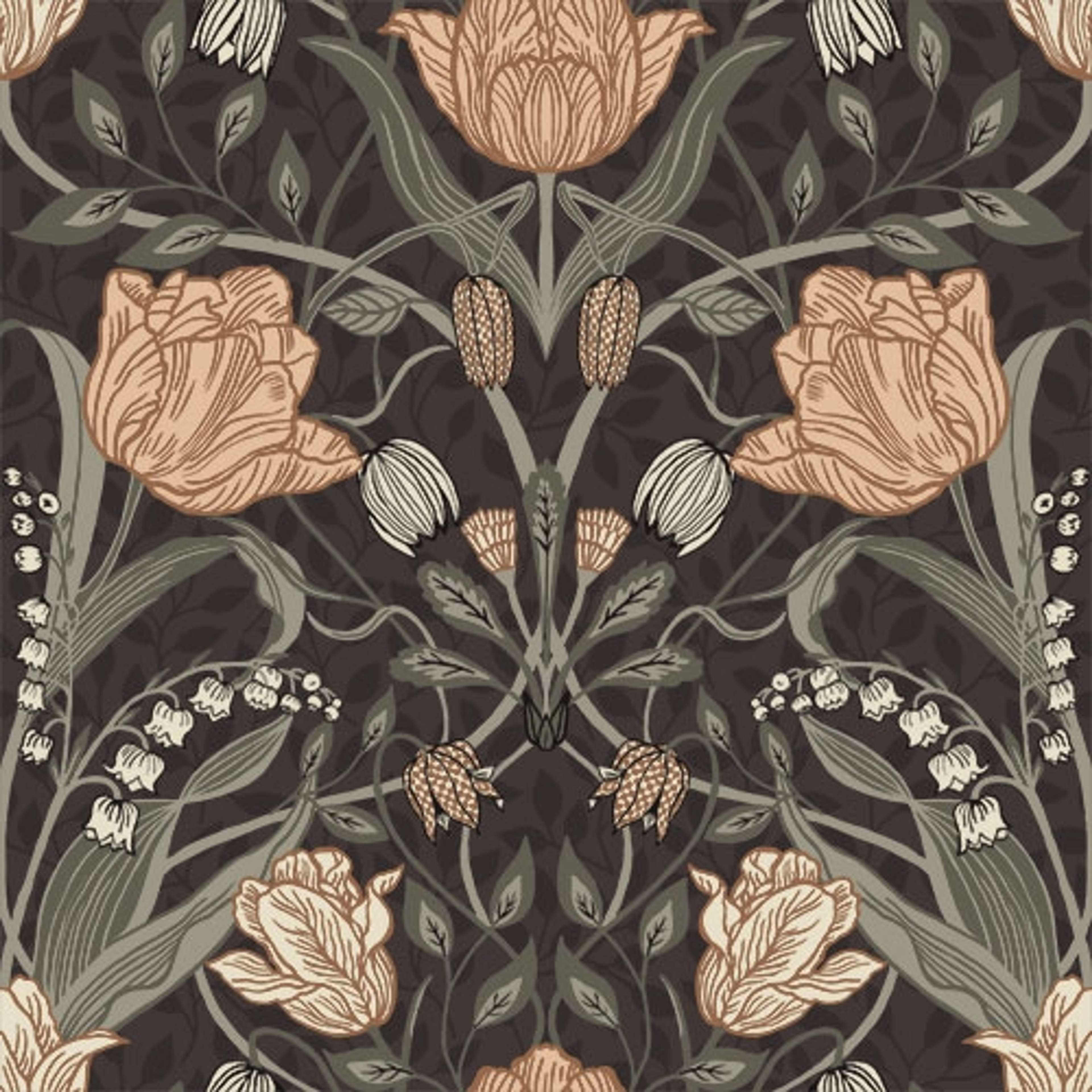 Filippa storblommig, beige tapet med blommigt mönster i beige. Från kollektionen Grönhaga. Nonwoven-material med rak passning. Passar i barnrum.