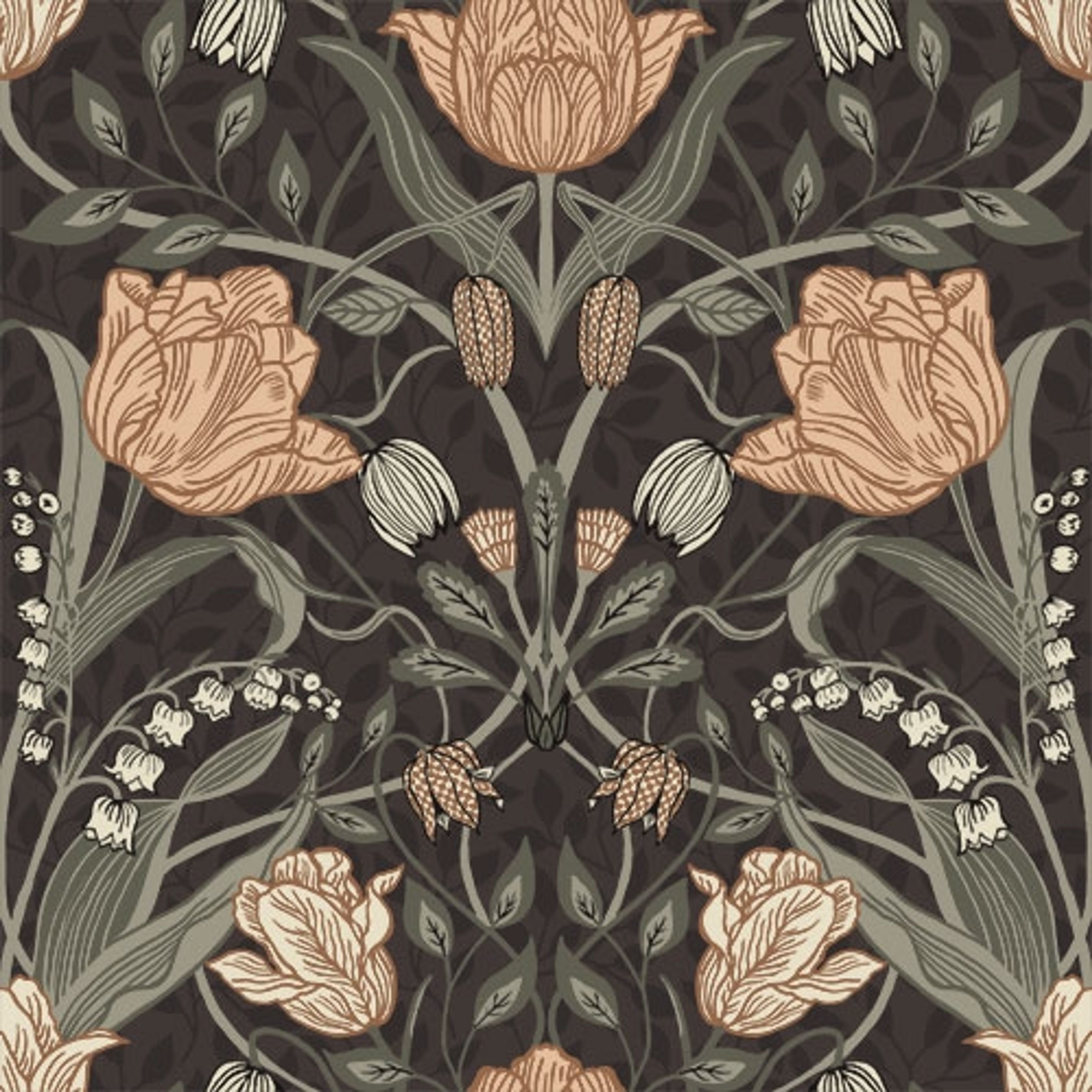 Filippa storblommig, beige tapet med blommigt mönster i beige. Från kollektionen Grönhaga. Nonwoven-material med rak passning. Passar i barnrum.