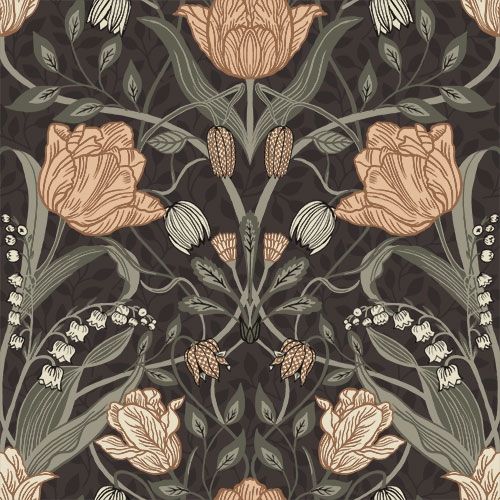 Filippa storblommig, beige tapet med blommigt mönster i beige. Från kollektionen Grönhaga. Nonwoven-material med rak passning. Passar i barnrum.
