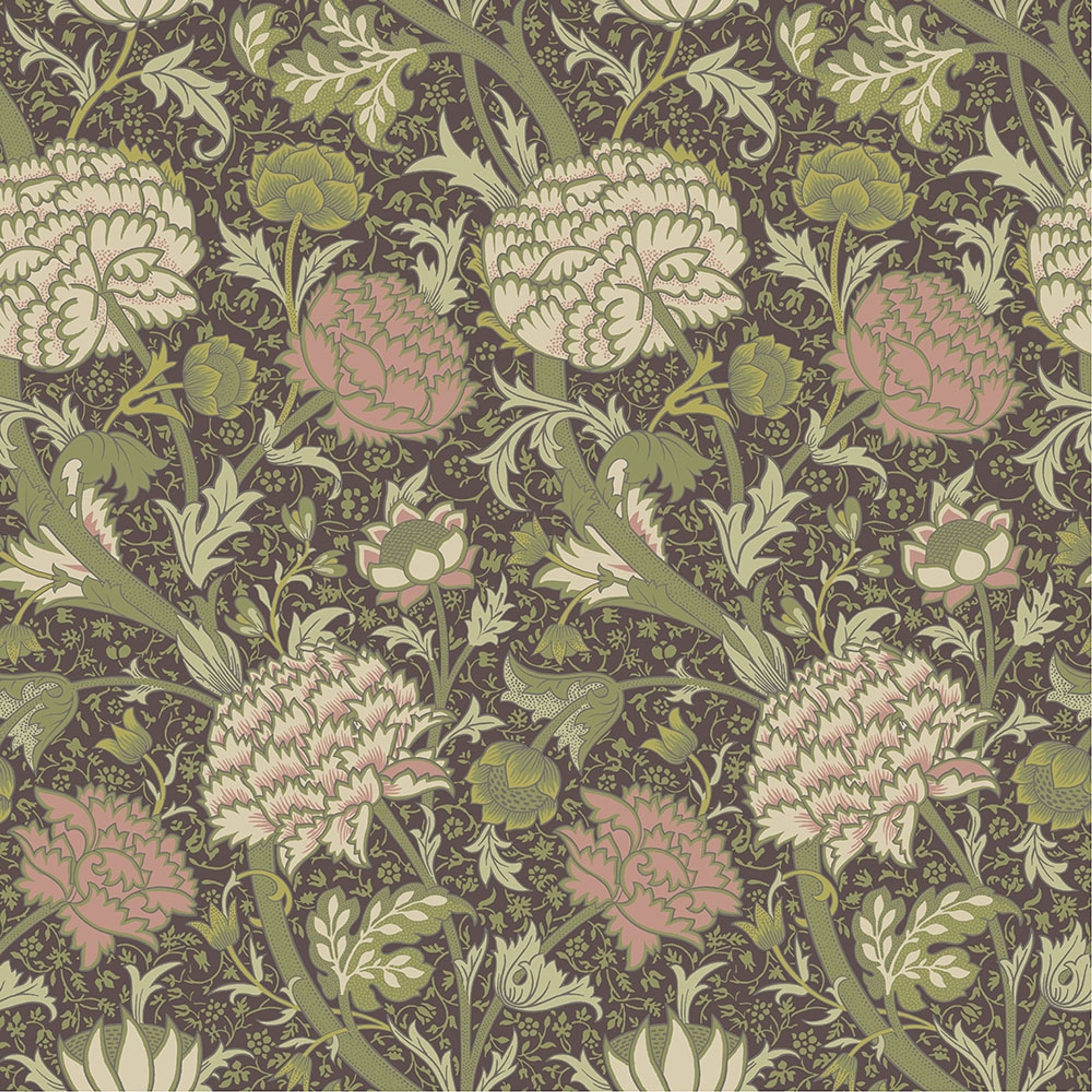 Cray, vinröd tapet tapet från Midbec med botaniskt, blommigt mönster i röd. Från kollektionen Hidden Treasures vol 1. Nonwoven-material med rak passning.