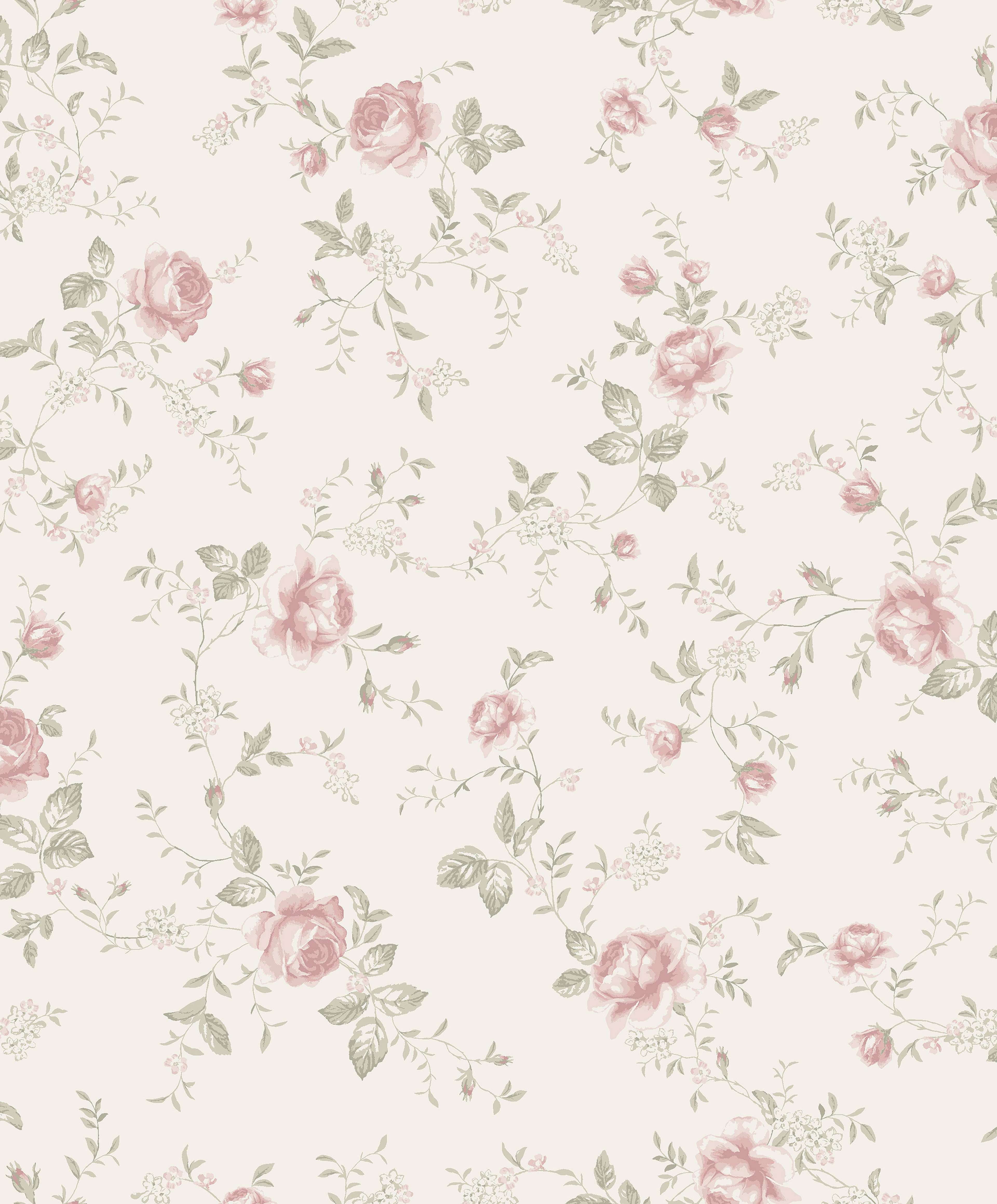 Rose Garden vit, tapet tapet med blommigt, barnrum mönster i vit. Från kollektionen Newbie II Wallpaper. Nonwoven-material med förskjuten passning. Passar i sovrum.