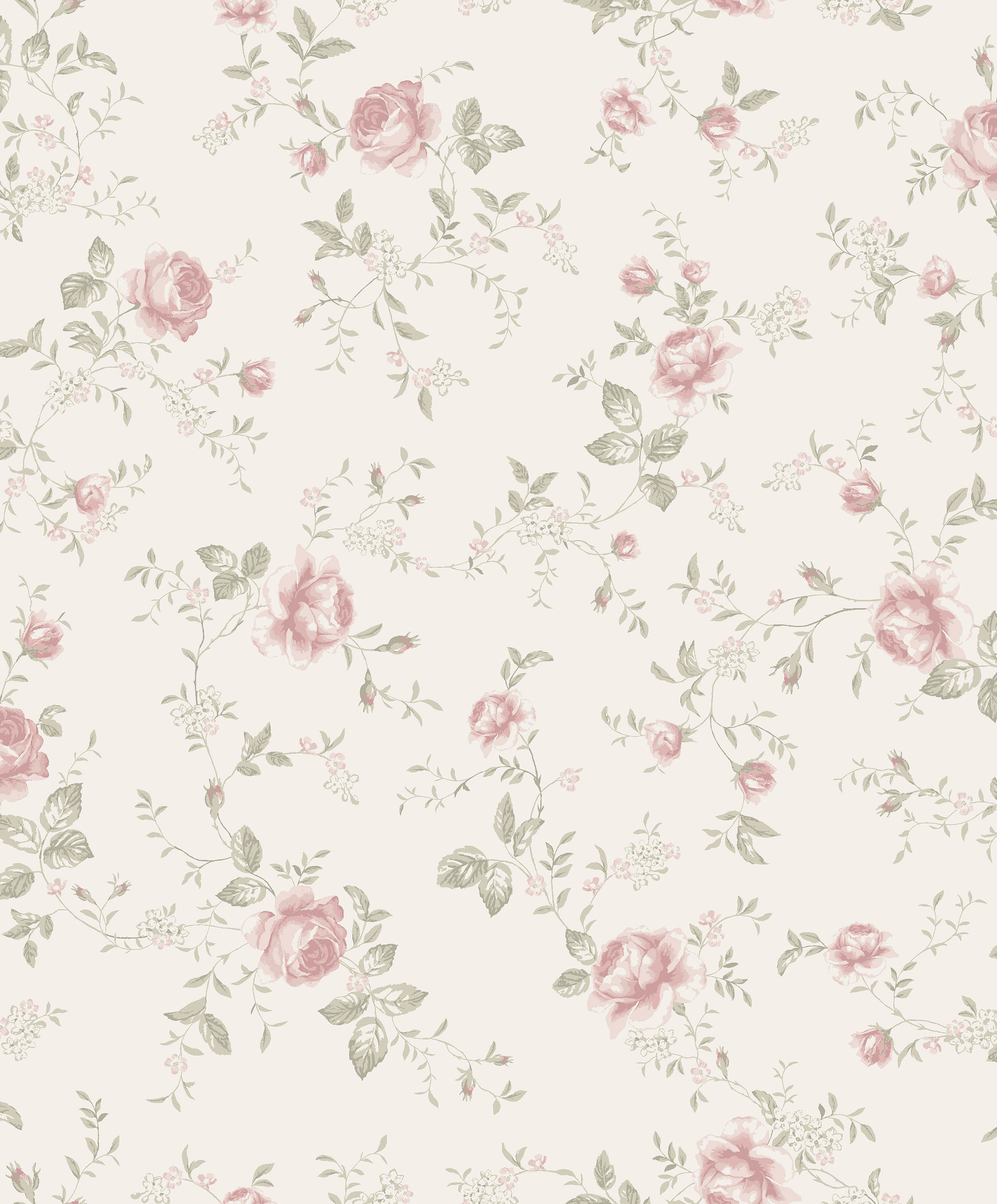 Rose Garden vit, tapet tapet med blommigt, barnrum mönster i vit. Från kollektionen Newbie II Wallpaper. Nonwoven-material med förskjuten passning. Passar i sovrum.