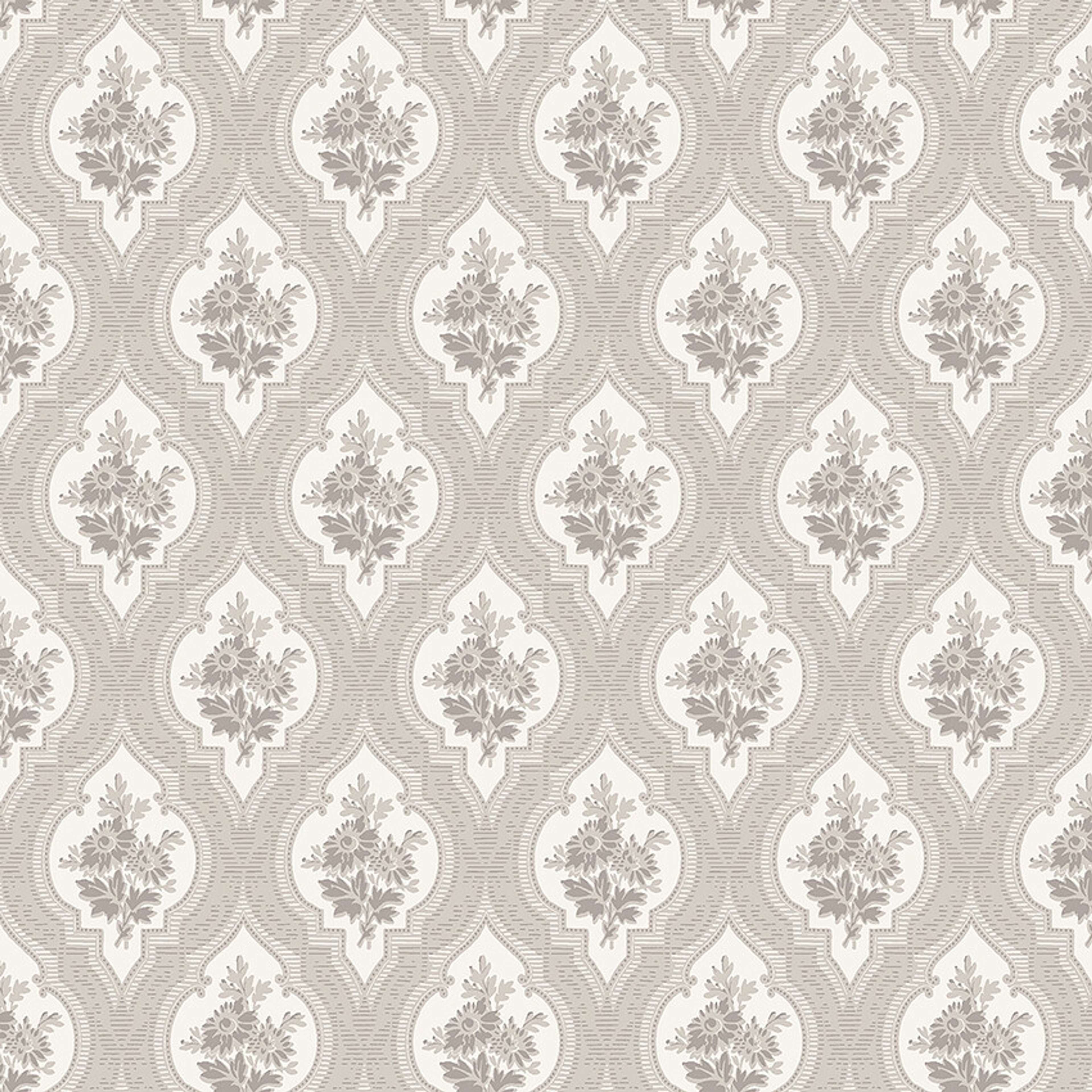 Eternal Flower tapet tapet med blommigt, trellis mönster i beige. Från kollektionen Dreamy Escape. Nonwoven-material med förskjuten passning. Passar i vardagsrum och matsal.