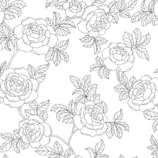 Inez, Svart/vit tapet från duro med blommigt mönster i vit. Från kollektionen Natur. Nonwoven-material med förskjuten passning. Country, city-stil.