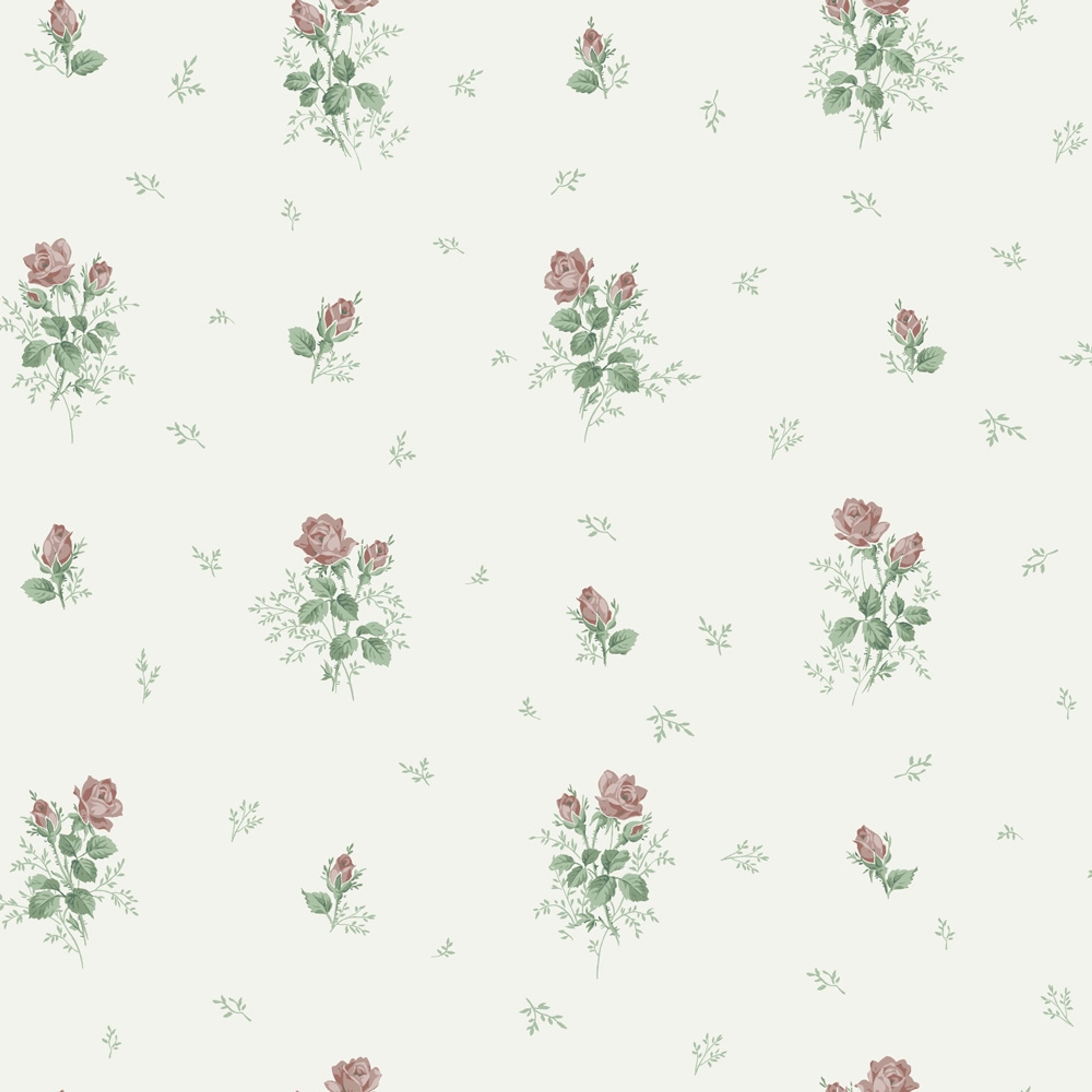 Rosmarie röd, tapet tapet med blommigt mönster i vit. Från kollektionen Sommaräng. Nonwoven-material med rak passning.