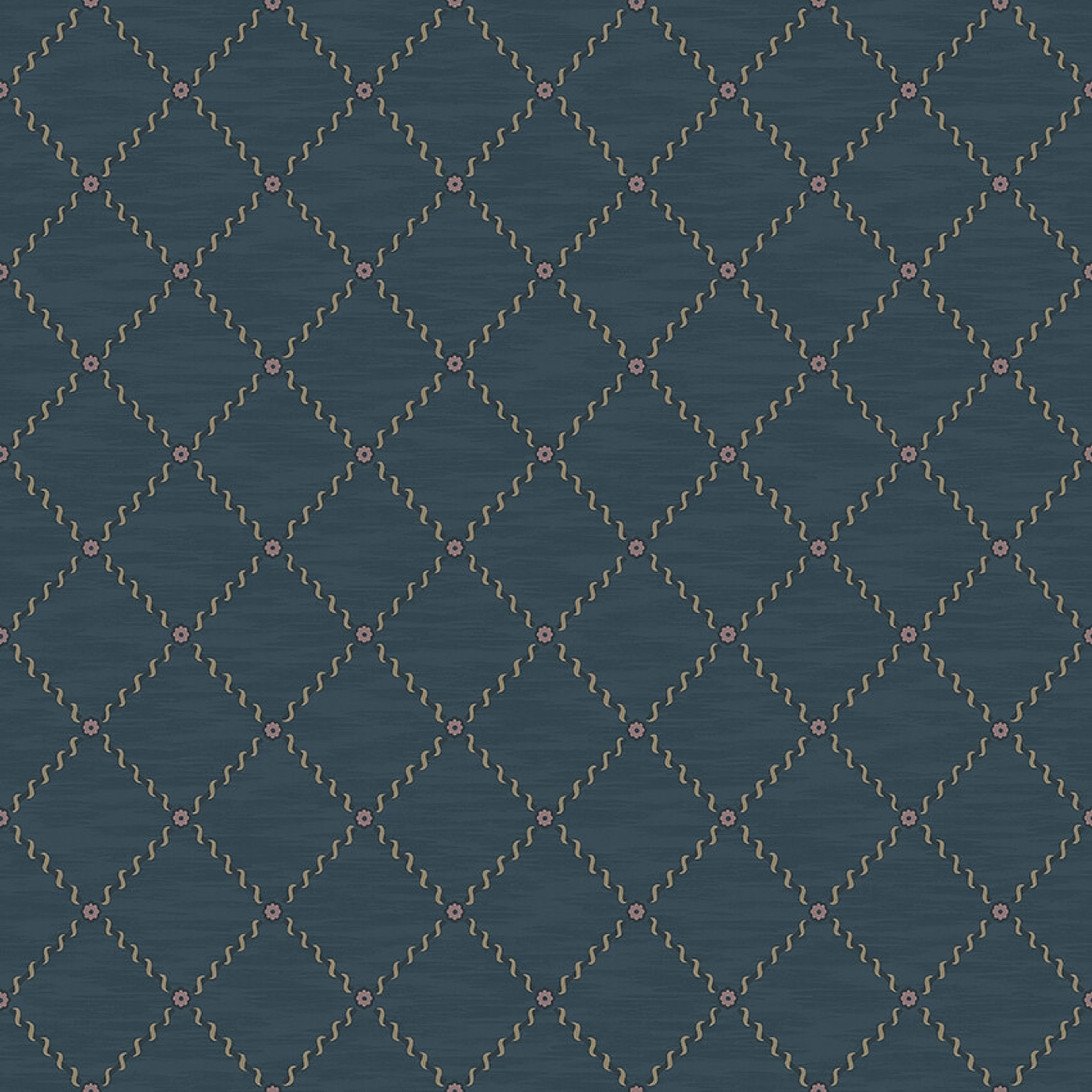 Golden Trellis blå rutmönster med guldskimmer tapet med rutigt, trellis mönster i blå. Från kollektionen Treasured. Nonwoven-material med rak passning. Passar i kök, hall och arbetsrum.