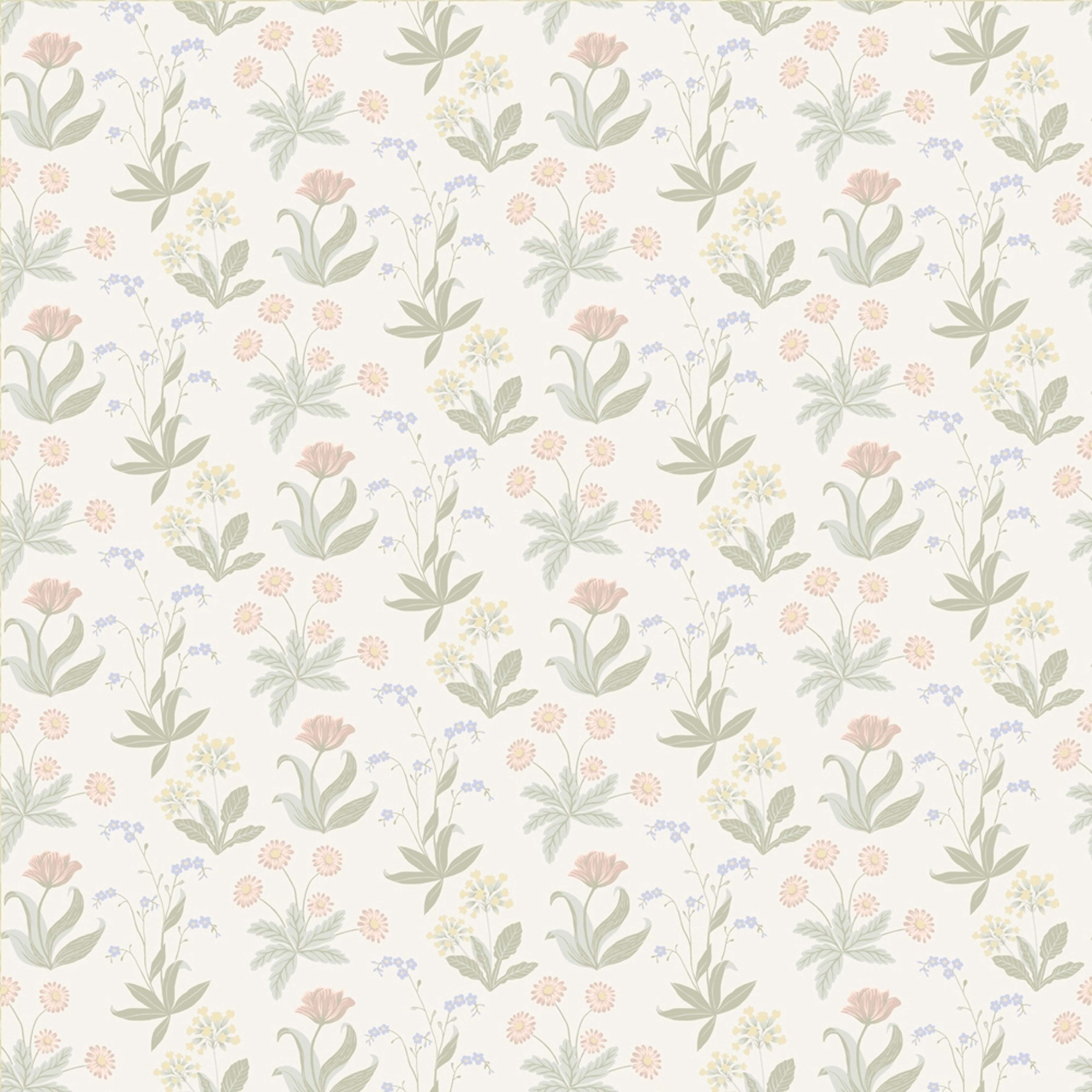 Fleur, blå tapet tapet med blommigt mönster i blå. Från kollektionen Långenäs. Nonwoven-material med rak passning.