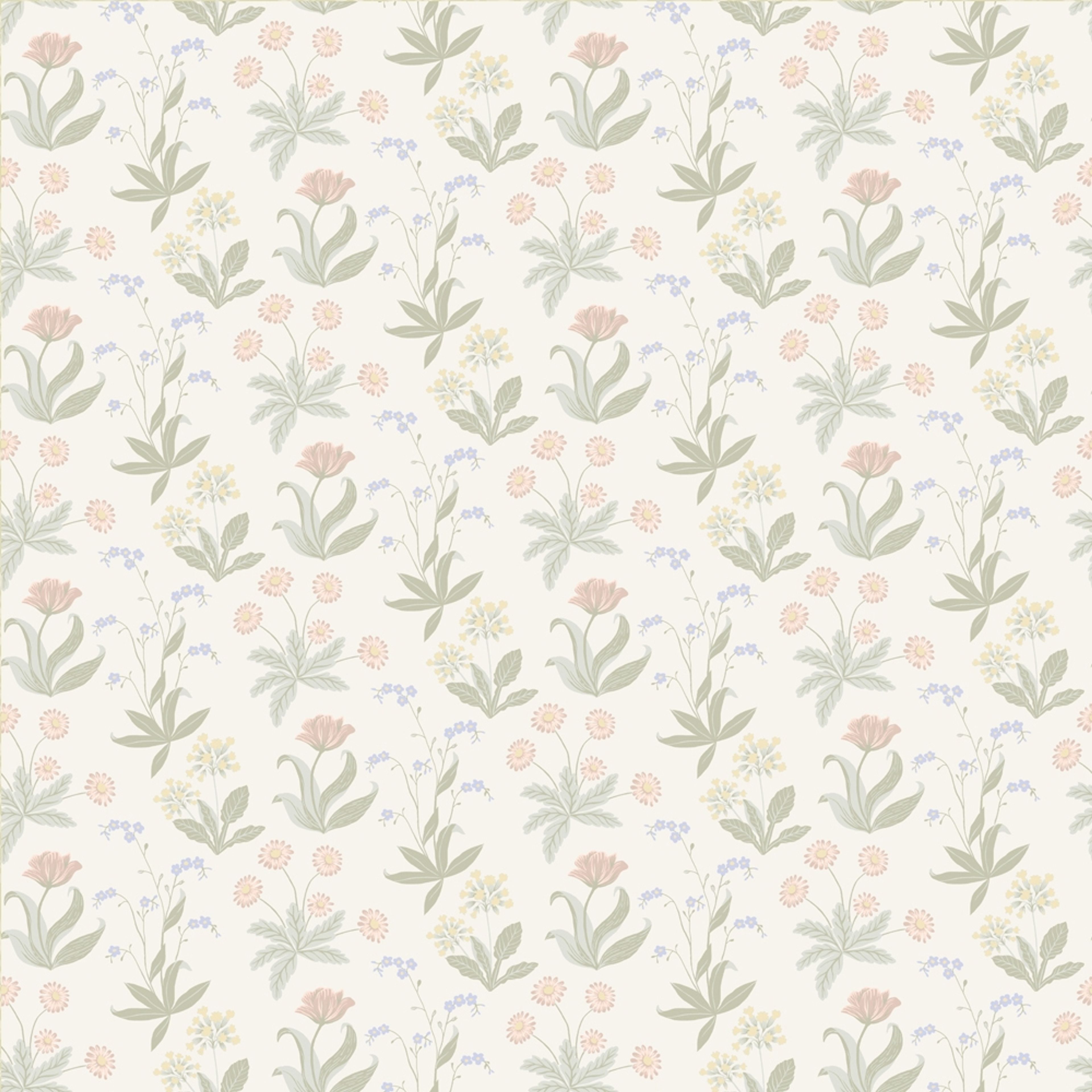 Fleur, blå tapet tapet med blommigt mönster i blå. Från kollektionen Långenäs. Nonwoven-material med rak passning.