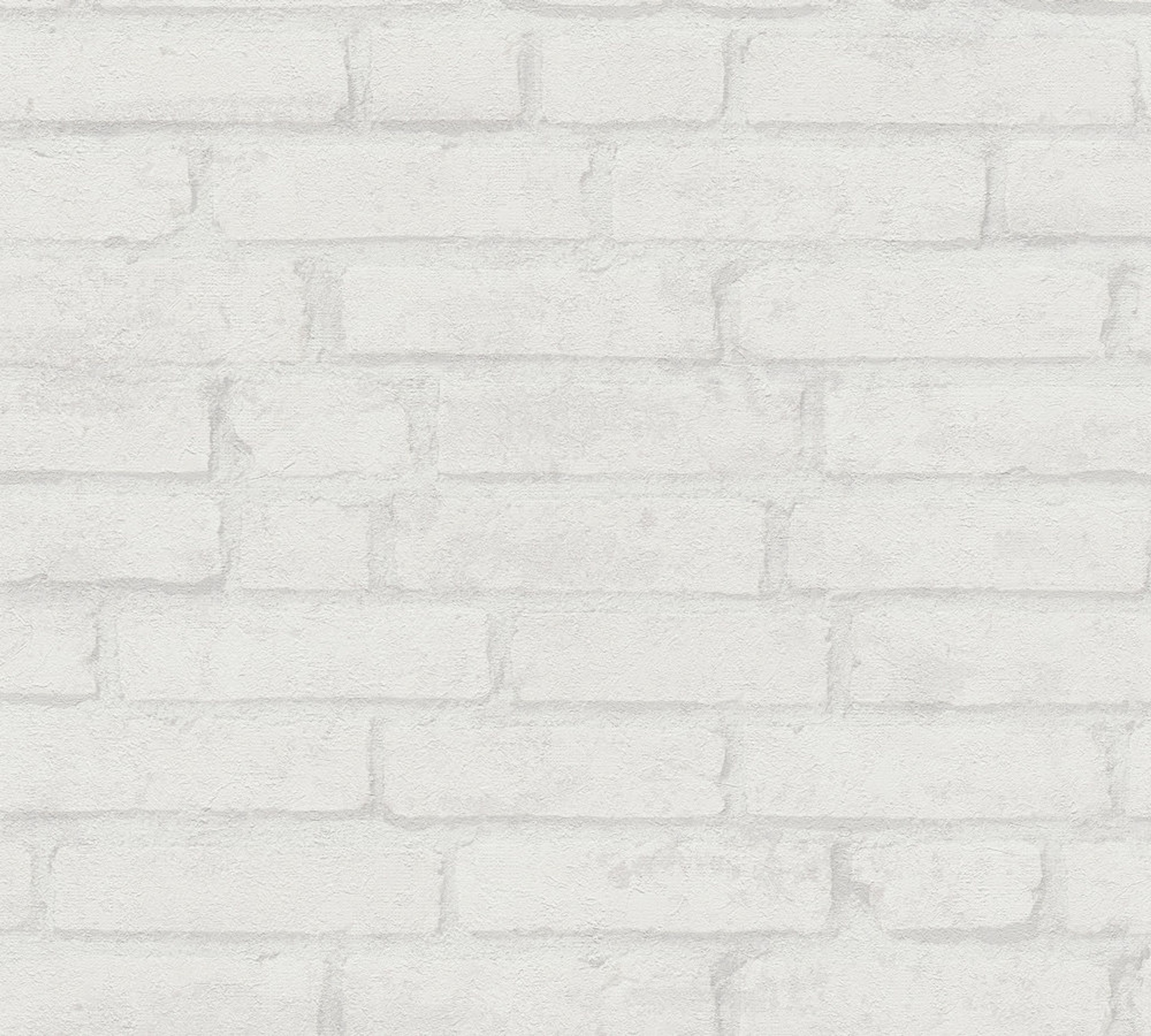 Tiles, strukturtapet i vit tapet med tegelsten mönster i vit. Från kollektionen best of wood n stone 2. Nonwoven-material med förskjuten passning. Passar i vardagsrum och matsal.