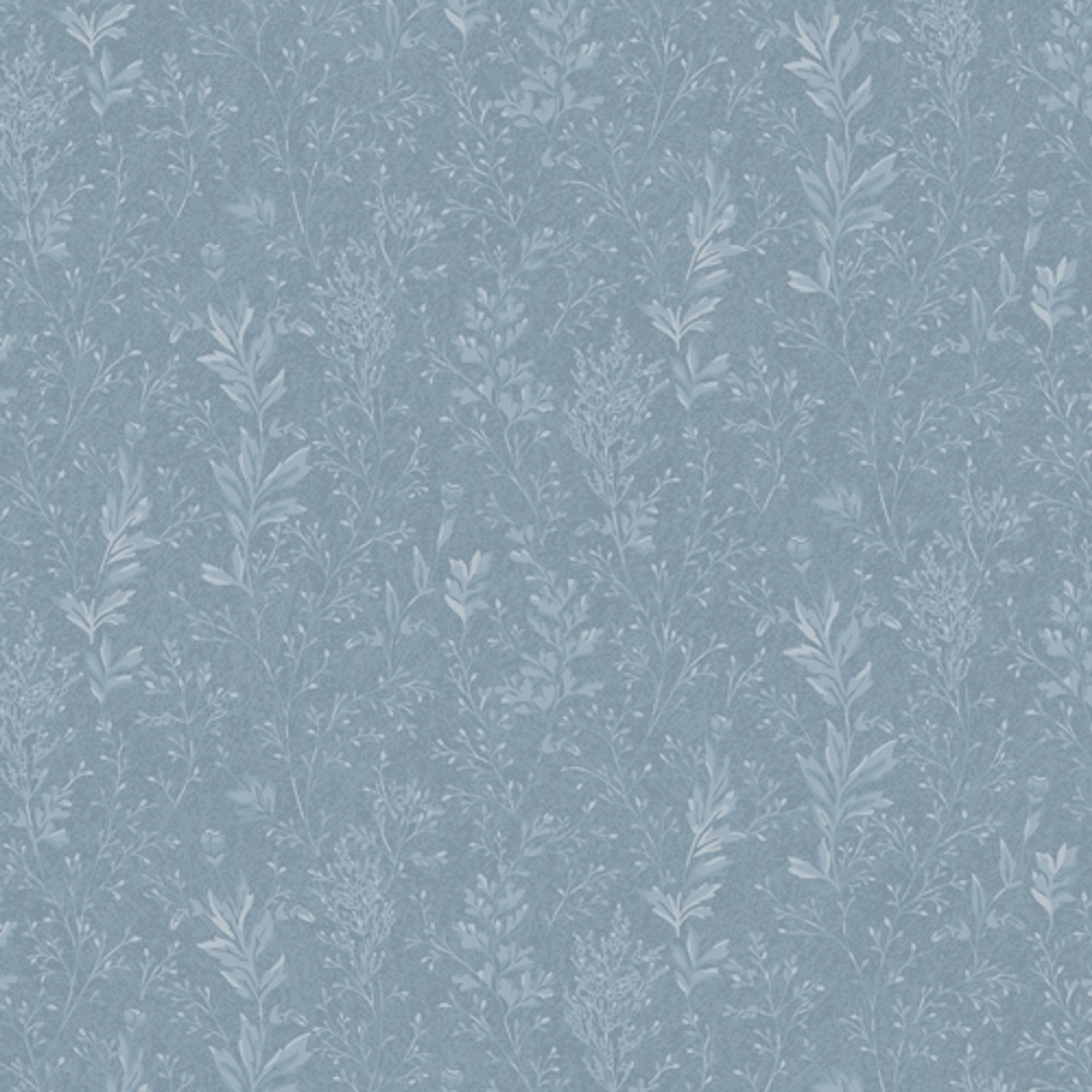 Tuva, blå tapet tapet med botaniskt mönster i blå. Från kollektionen Hav & Land. Nonwoven-material med rak passning.