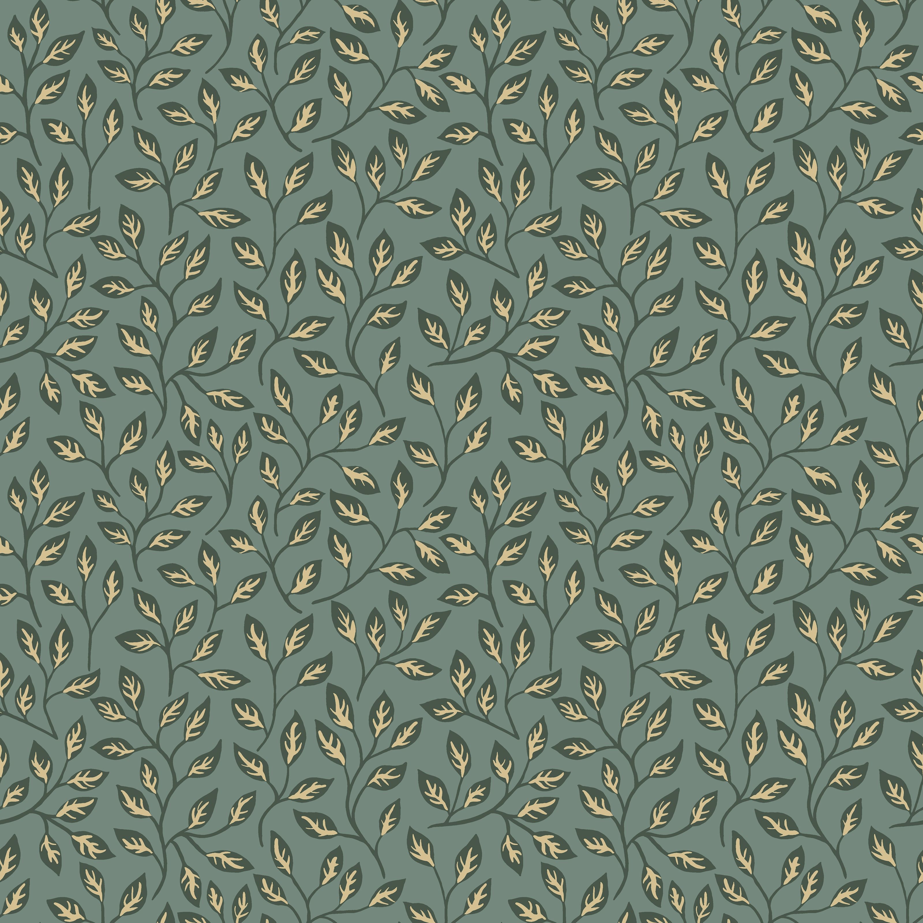 Apelkvist, grön tapet från Midbec med botaniskt mönster i grön. Från kollektionen Apelviken. Nonwoven-material med rak passning.