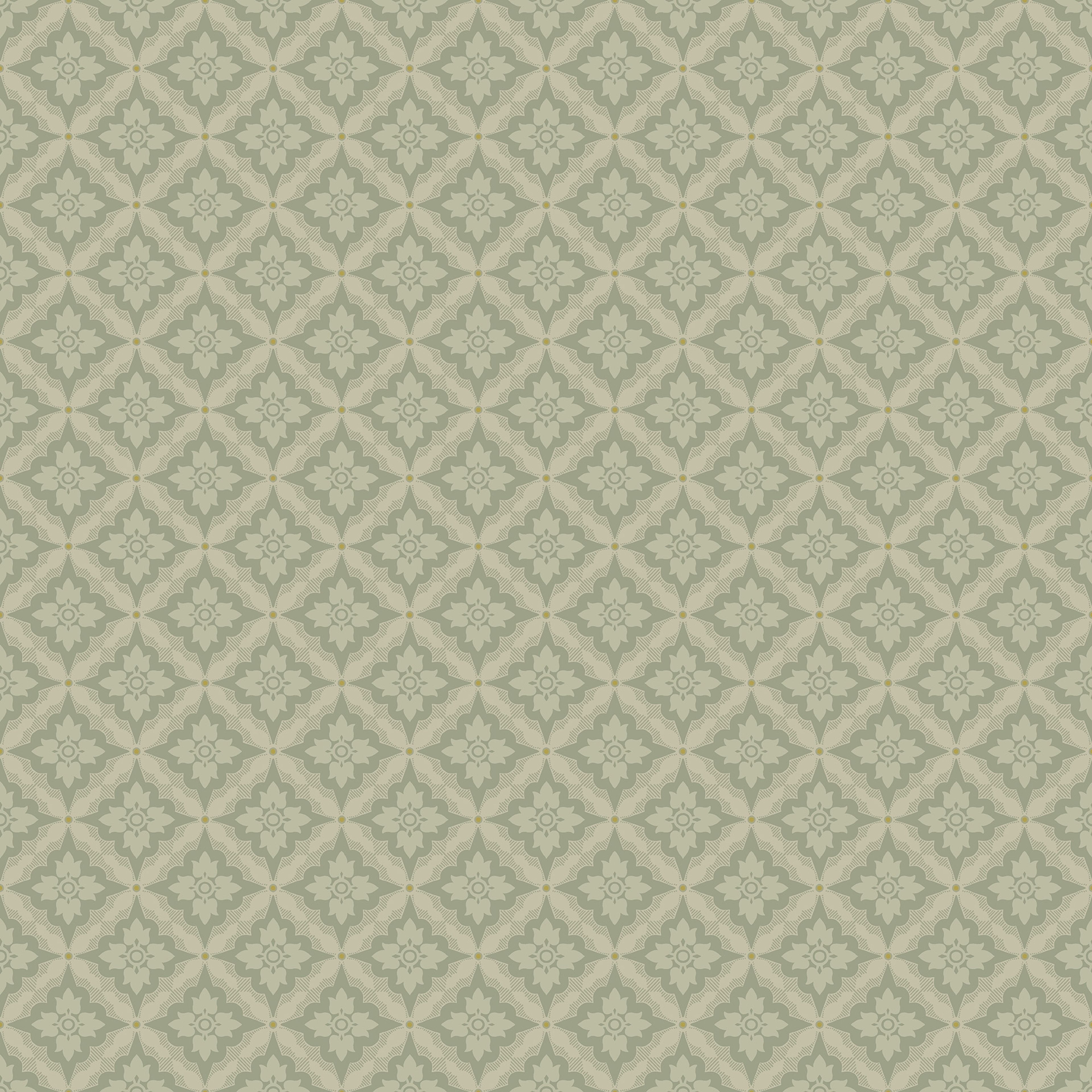 Ingrid Grön tapet med geometriskt mönster i grön. Från kollektionen Gammalsvenska klassiker 1850–1950. Nonwoven-material med rak passning. Country-stil. Passar i vardagsrum och matsal.