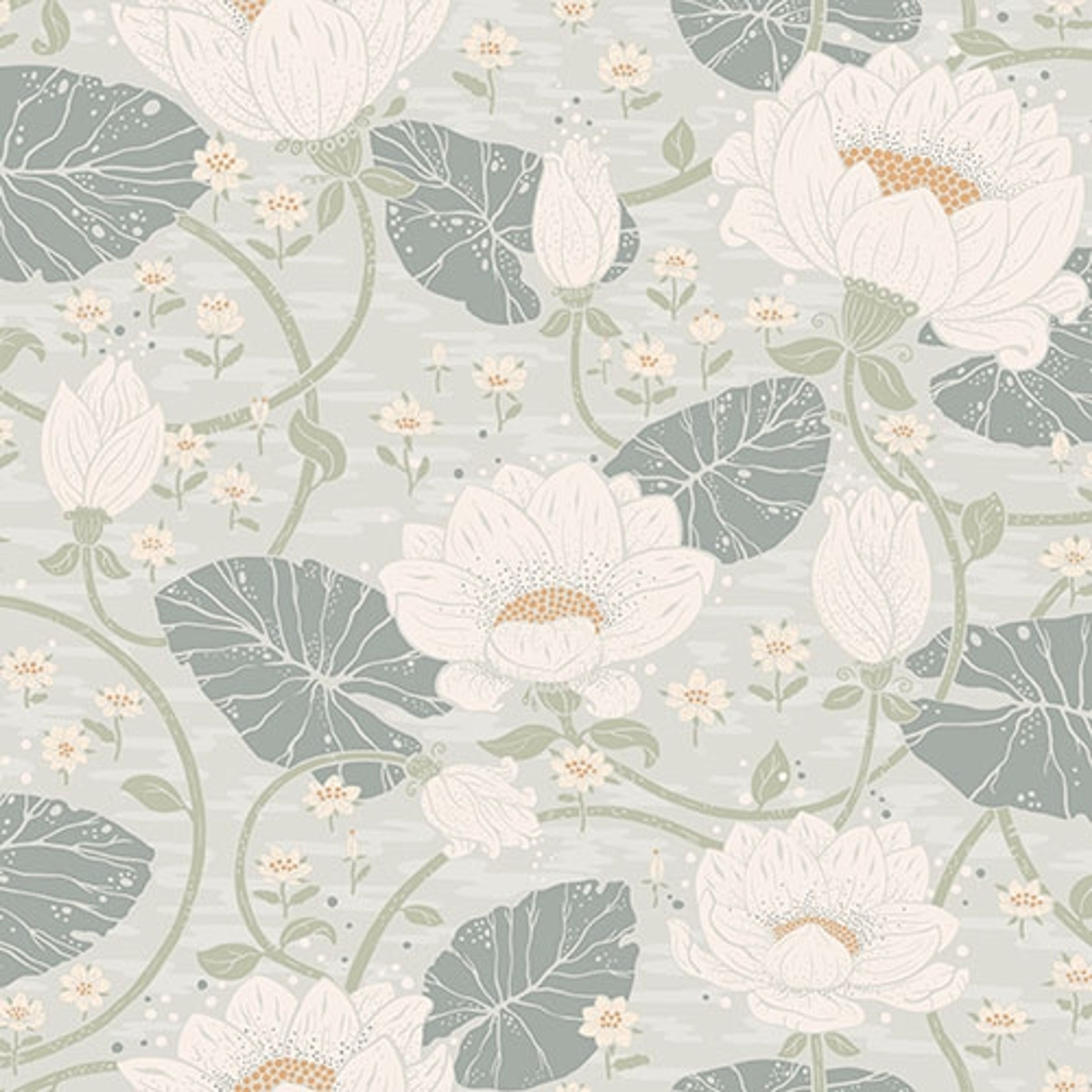 Eva tapet med blommigt mönster i vit och blå. Från kollektionen hjärterum. Nonwoven-material med förskjuten passning.