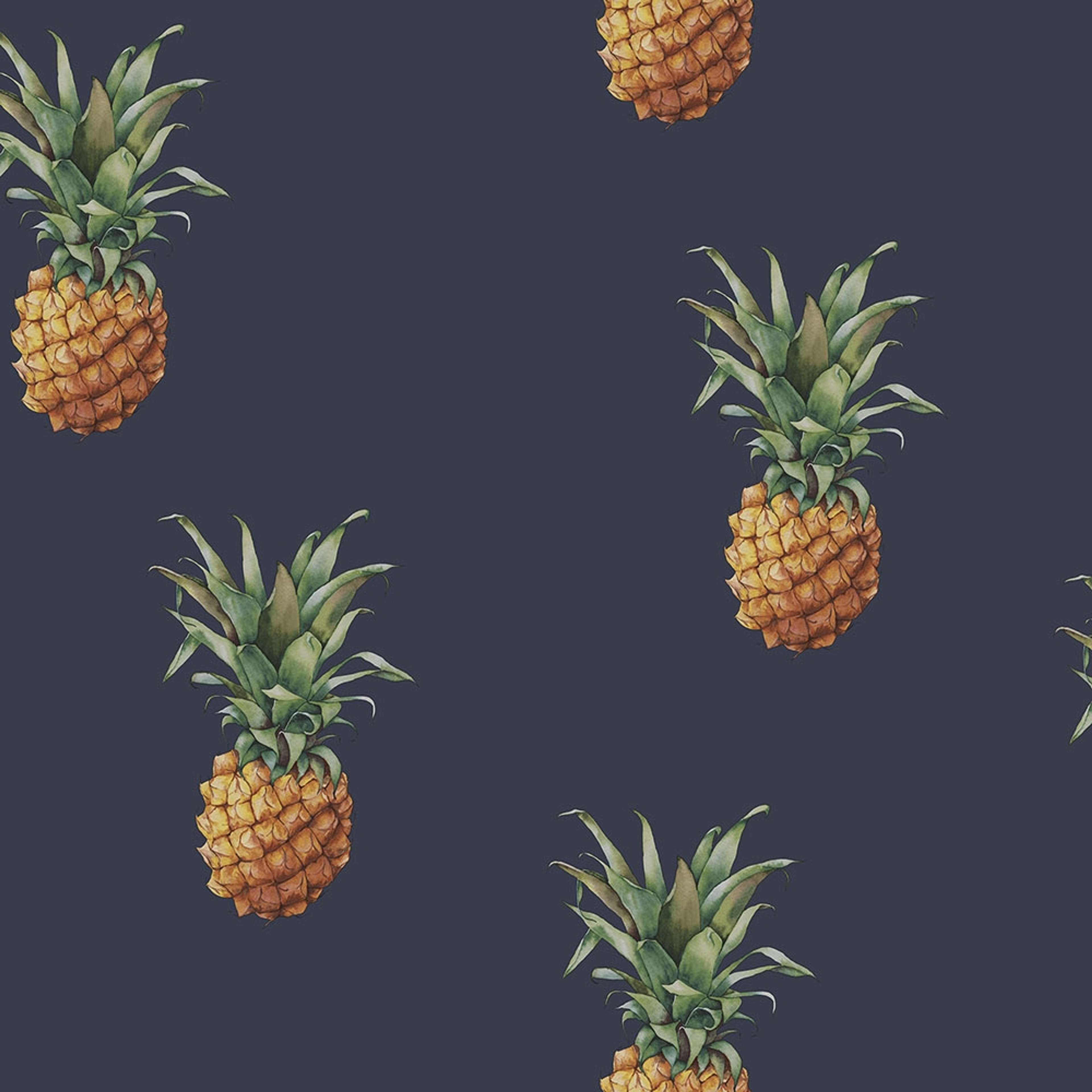 Pineapples tapet i blå. Från kollektionen Just Kitchens. Nonwoven-material med förskjuten passning.