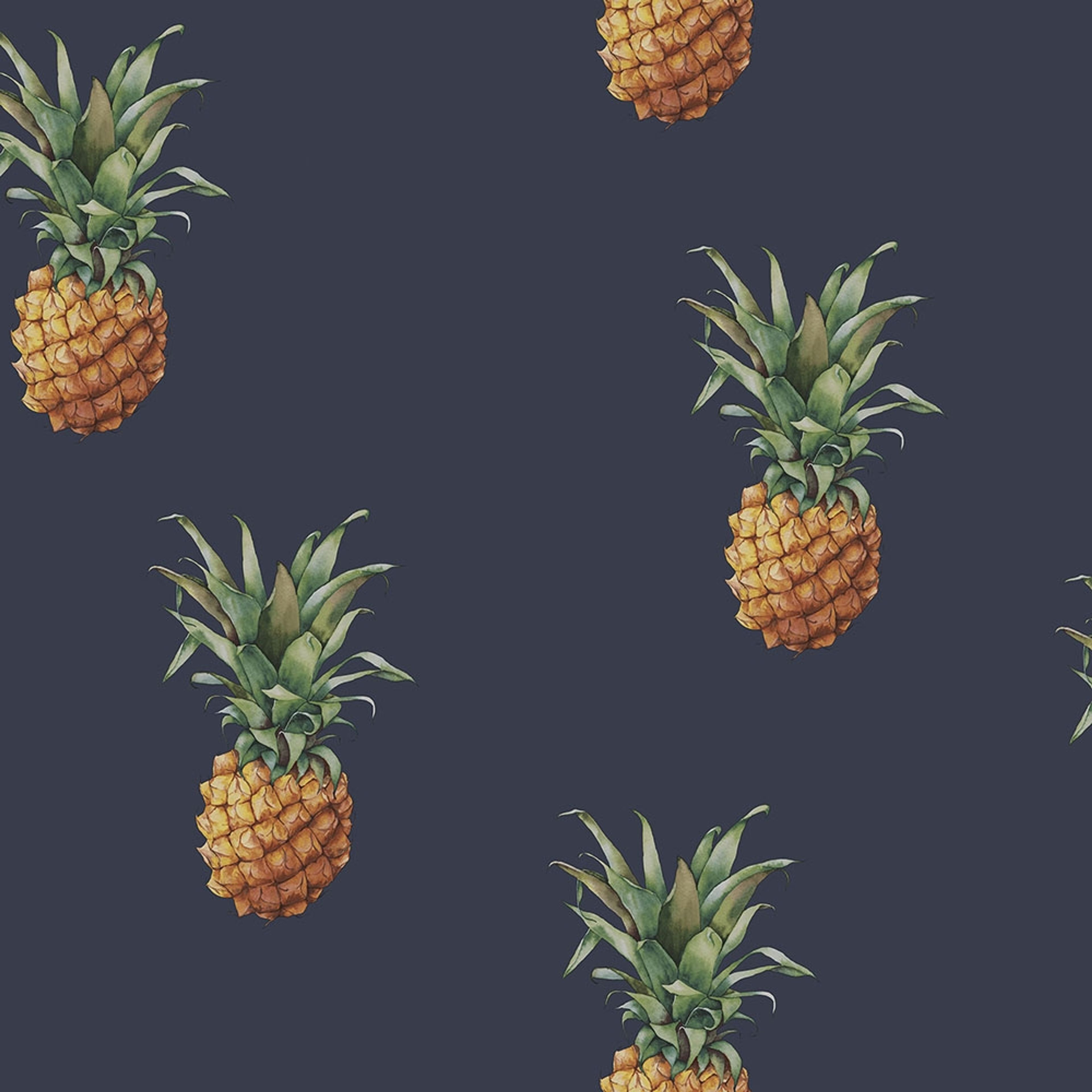 Pineapples tapet i blå. Från kollektionen Just Kitchens. Nonwoven-material med förskjuten passning.