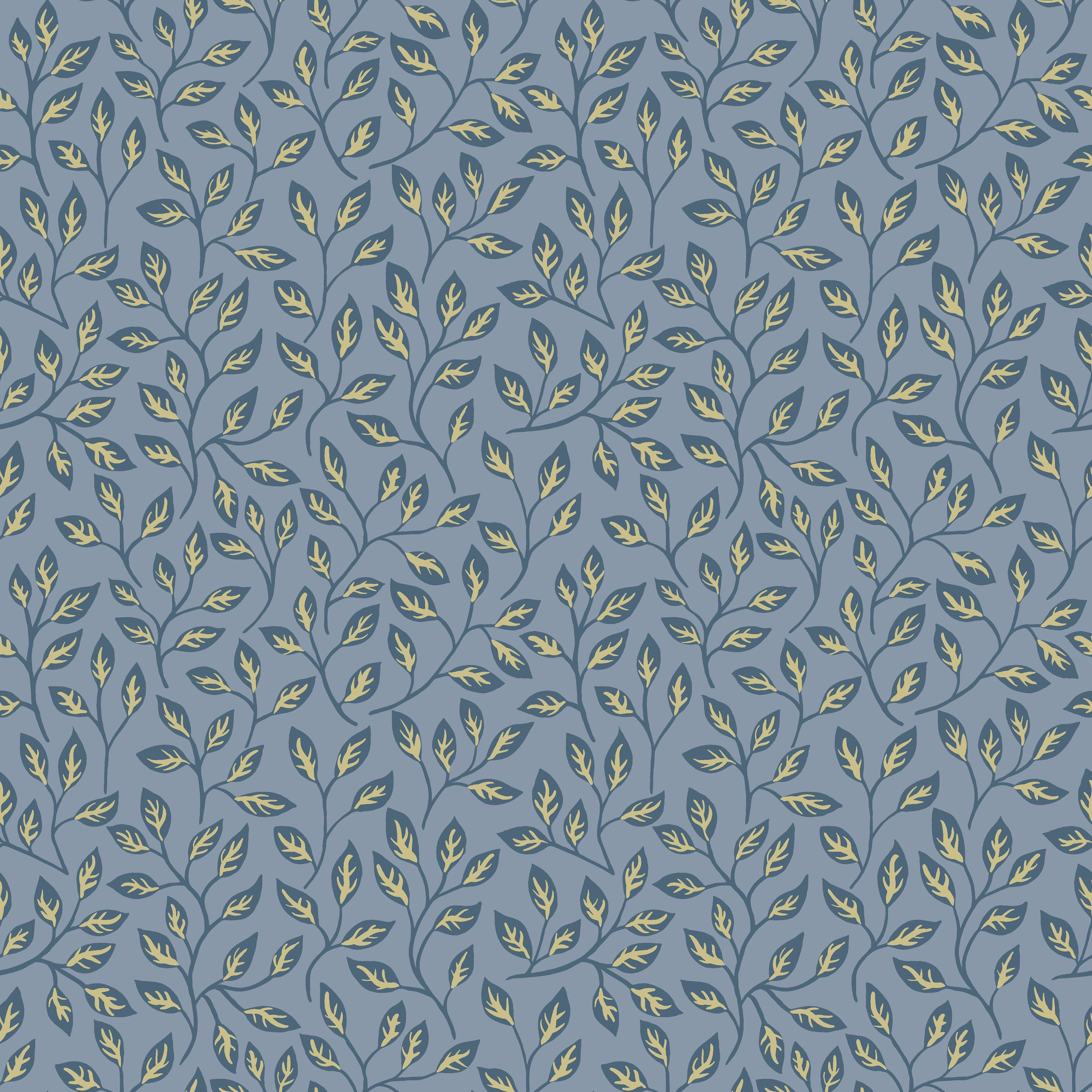 Apelkvist, blå tapet från Midbec med botaniskt mönster i blå. Från kollektionen Apelviken. Nonwoven-material med rak passning.