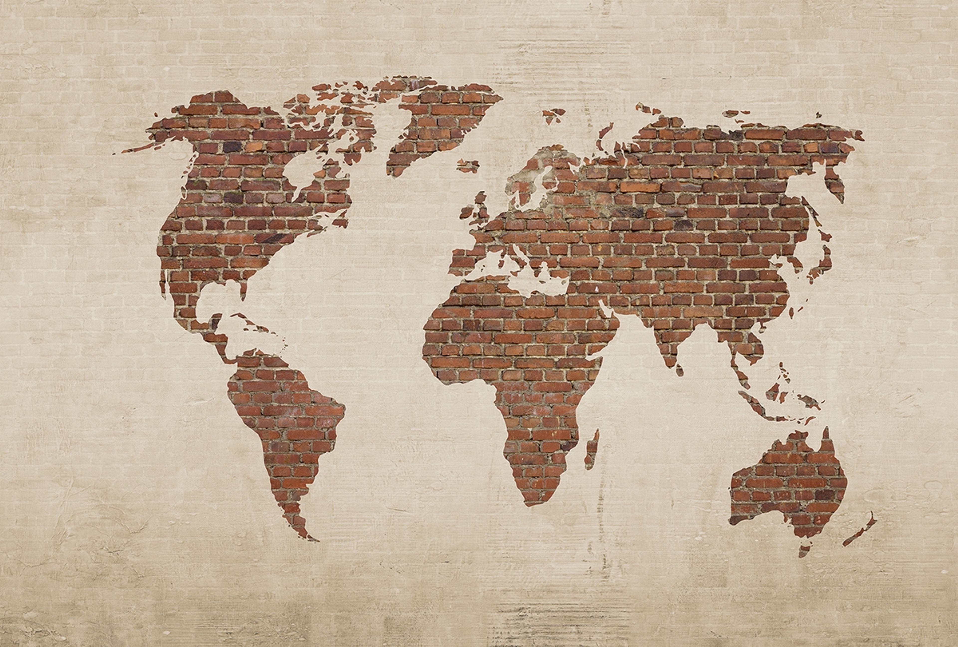 Worldmap, strukturtapet i beige tapet med digitalfoto mönster i beige. Från kollektionen best of wood n stone 2. Nonwoven-material med fri passning. Passar i vardagsrum och matsal.