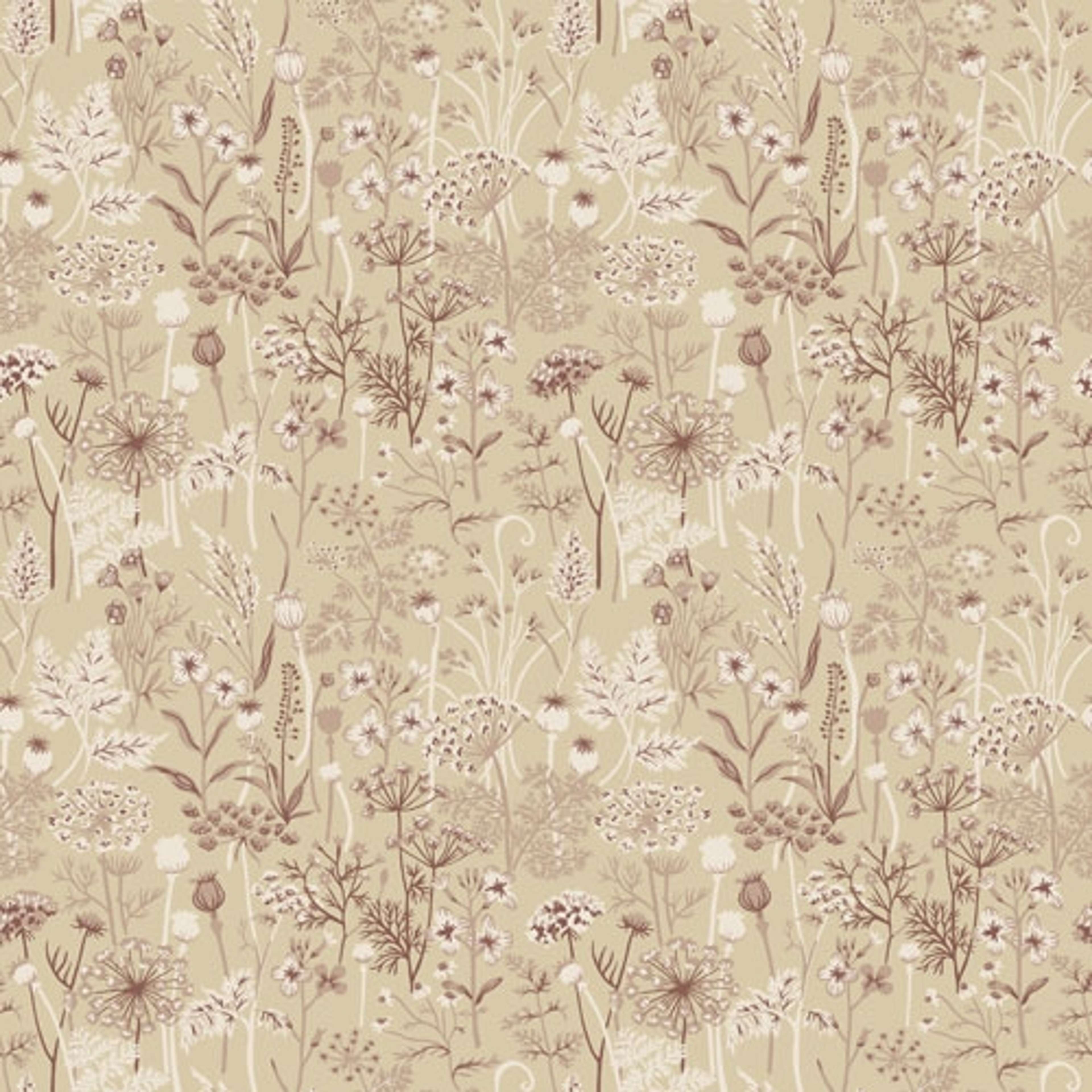 Dara tapet från Midbec med blommigt mönster i beige. Från kollektionen Havsblick. Nonwoven-material med rak passning.