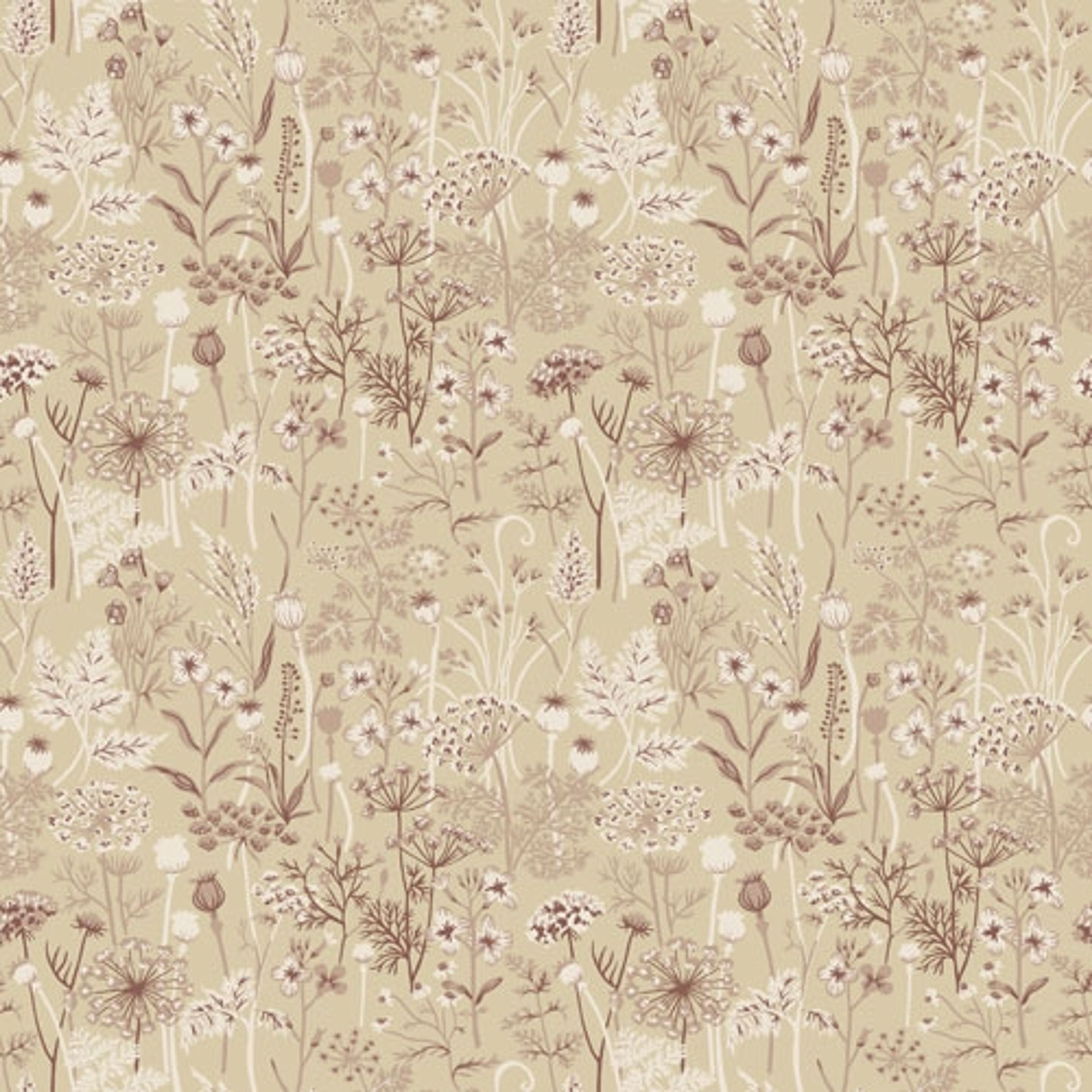 Dara tapet från Midbec med blommigt mönster i beige. Från kollektionen Havsblick. Nonwoven-material med rak passning.