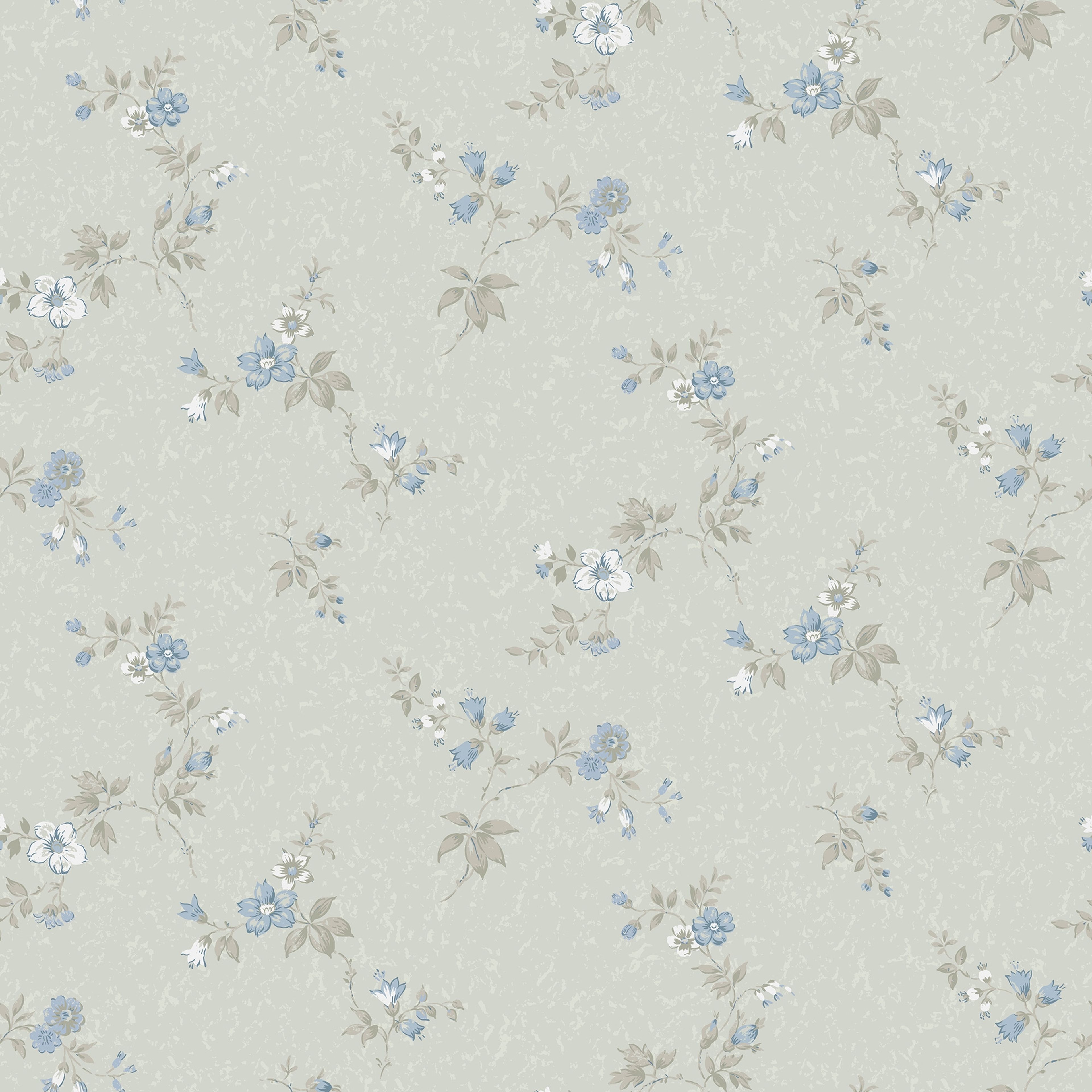 Kerstin blå tapet med blommigt mönster i blå. Från kollektionen Gammalsvenska klassiker 1850–1950. Nonwoven-material med rak passning.