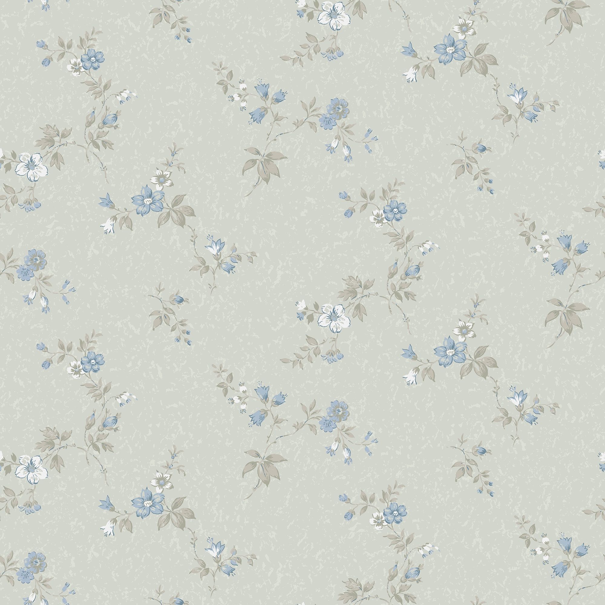 Kerstin blå tapet med blommigt mönster i blå. Från kollektionen Gammalsvenska klassiker 1850–1950. Nonwoven-material med rak passning.