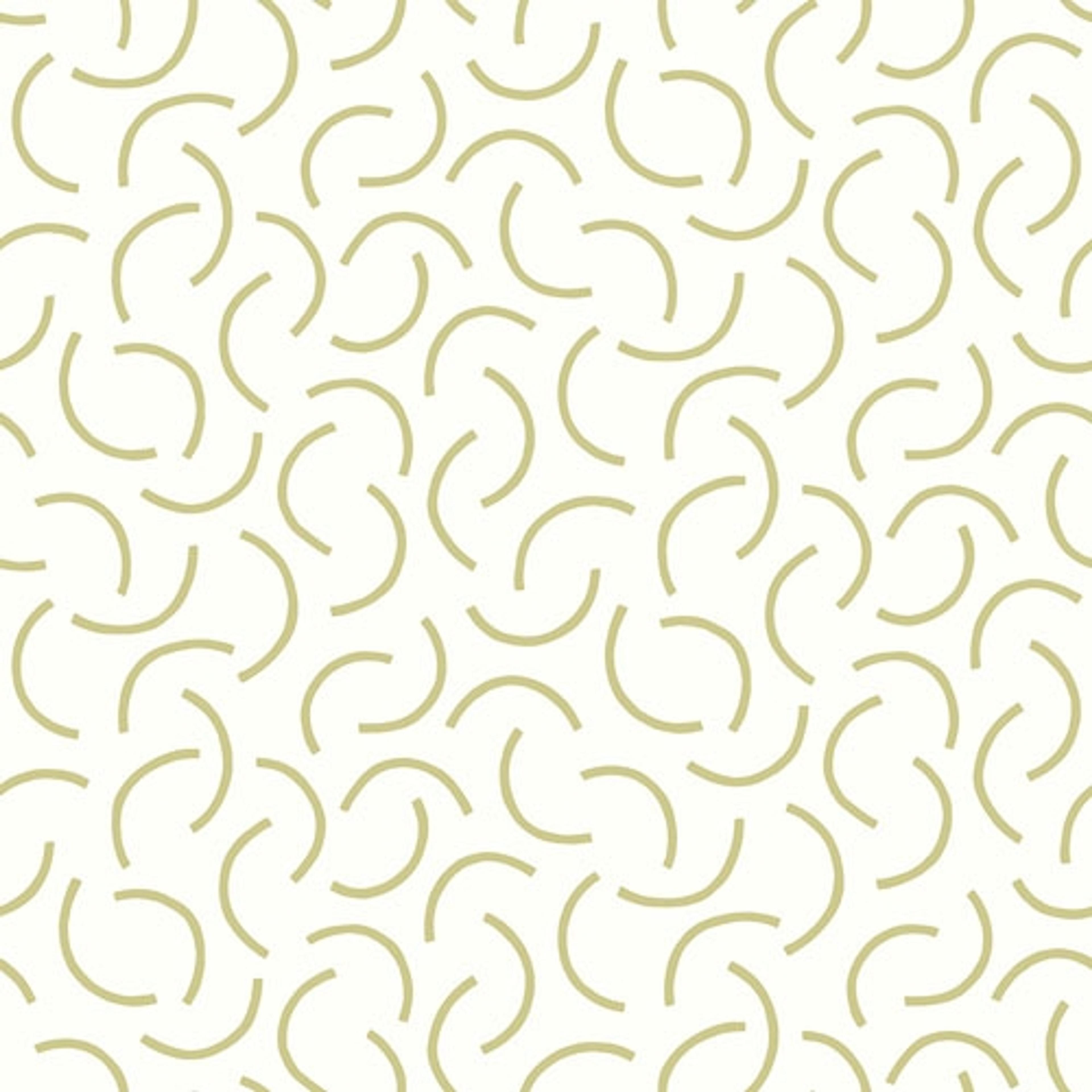 Tarn Shimmer tapet från Midbec med geometriskt, retro mönster i vit och guld. Från kollektionen Kinfolk. Nonwoven-material med förskjuten passning.