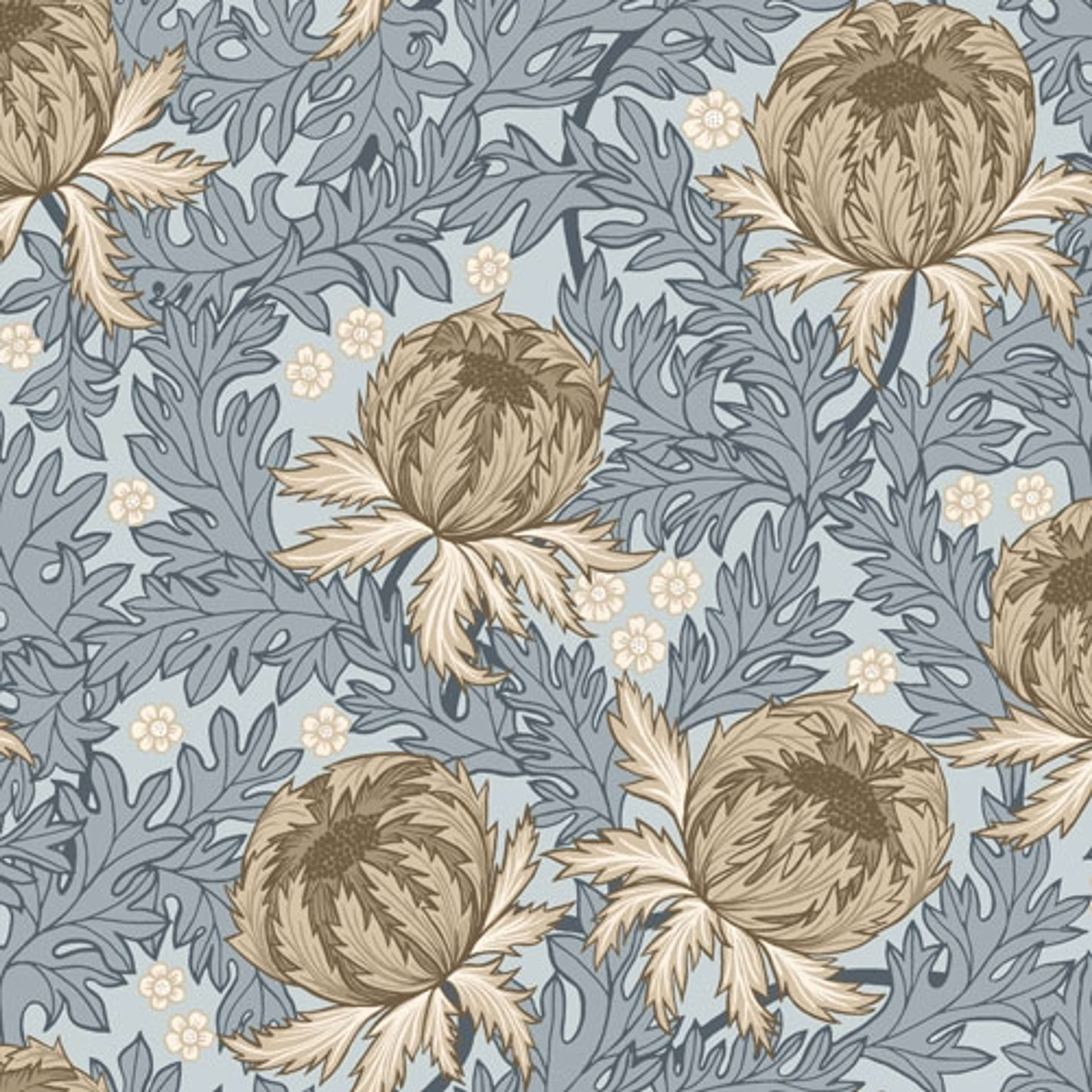 Arthur tapet från Midbec med blommigt mönster i grön. Från kollektionen Havsblick. Nonwoven-material med förskjuten passning.