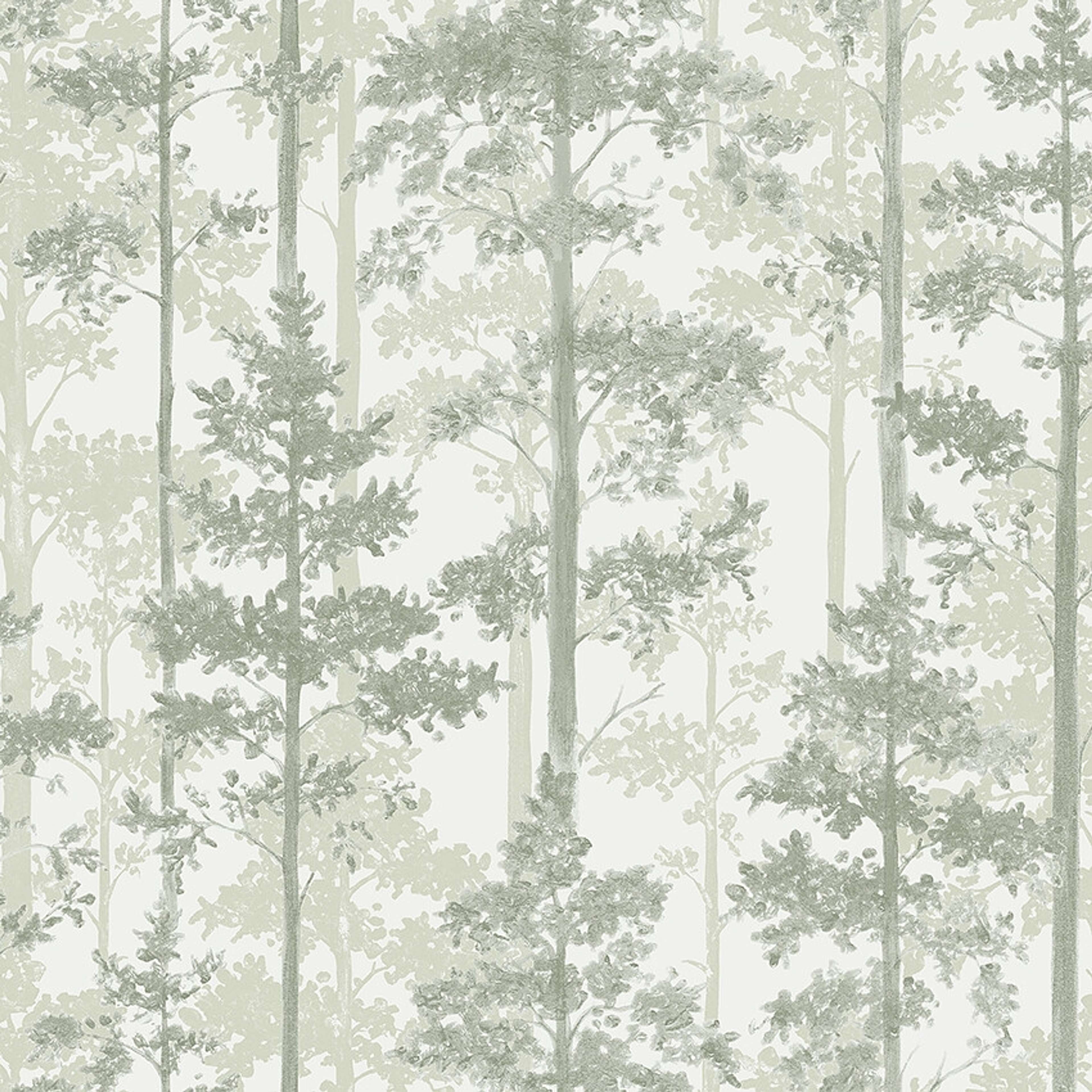 Ronja 38766, tapet tapet med botaniskt, grafiskt mönster i grön. Från kollektionen Borosan Hem. Nonwoven-material med förskjuten passning.