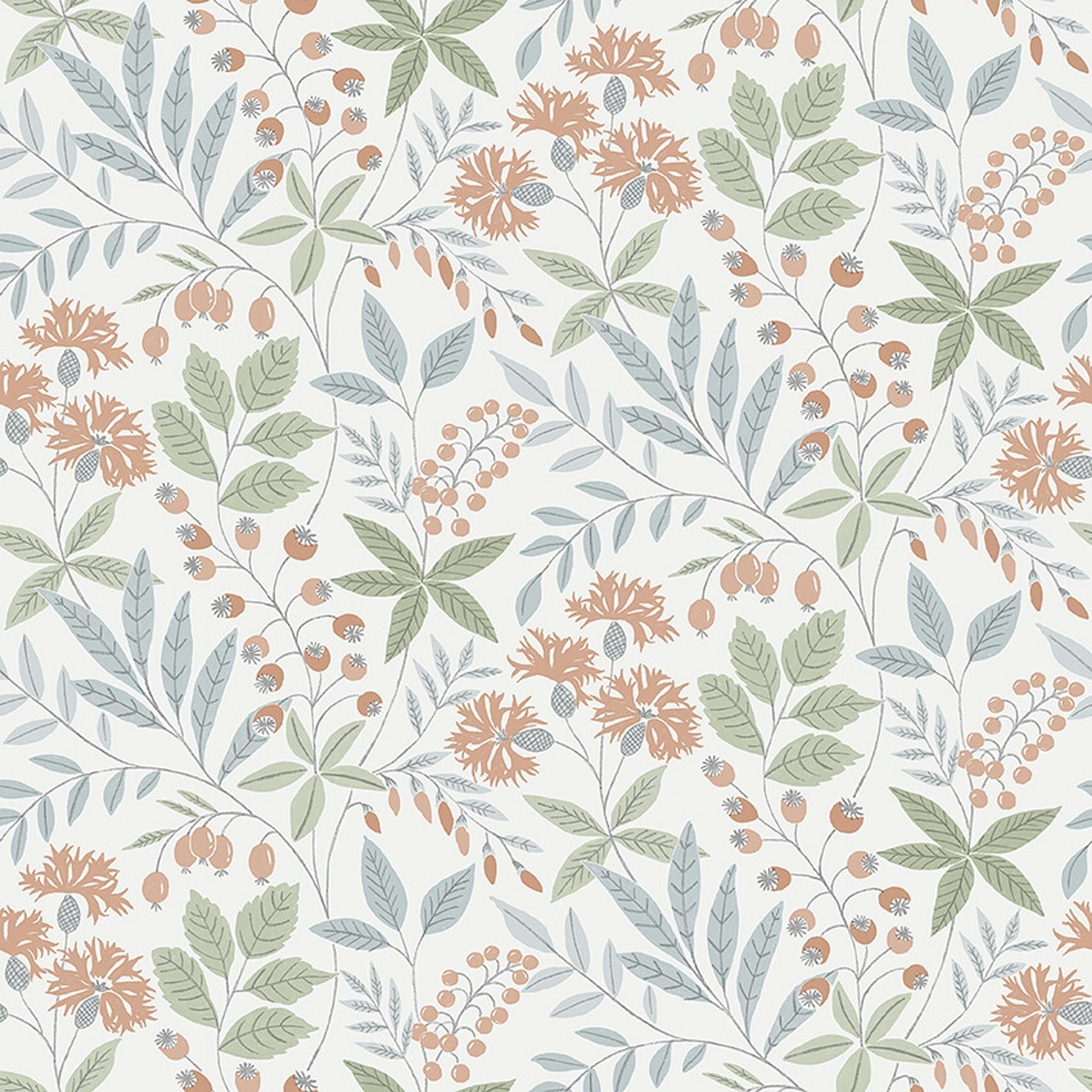 Wilma 38753, tapet tapet med botaniskt mönster. Från kollektionen Borosan Hem. Nonwoven-material med rak passning.