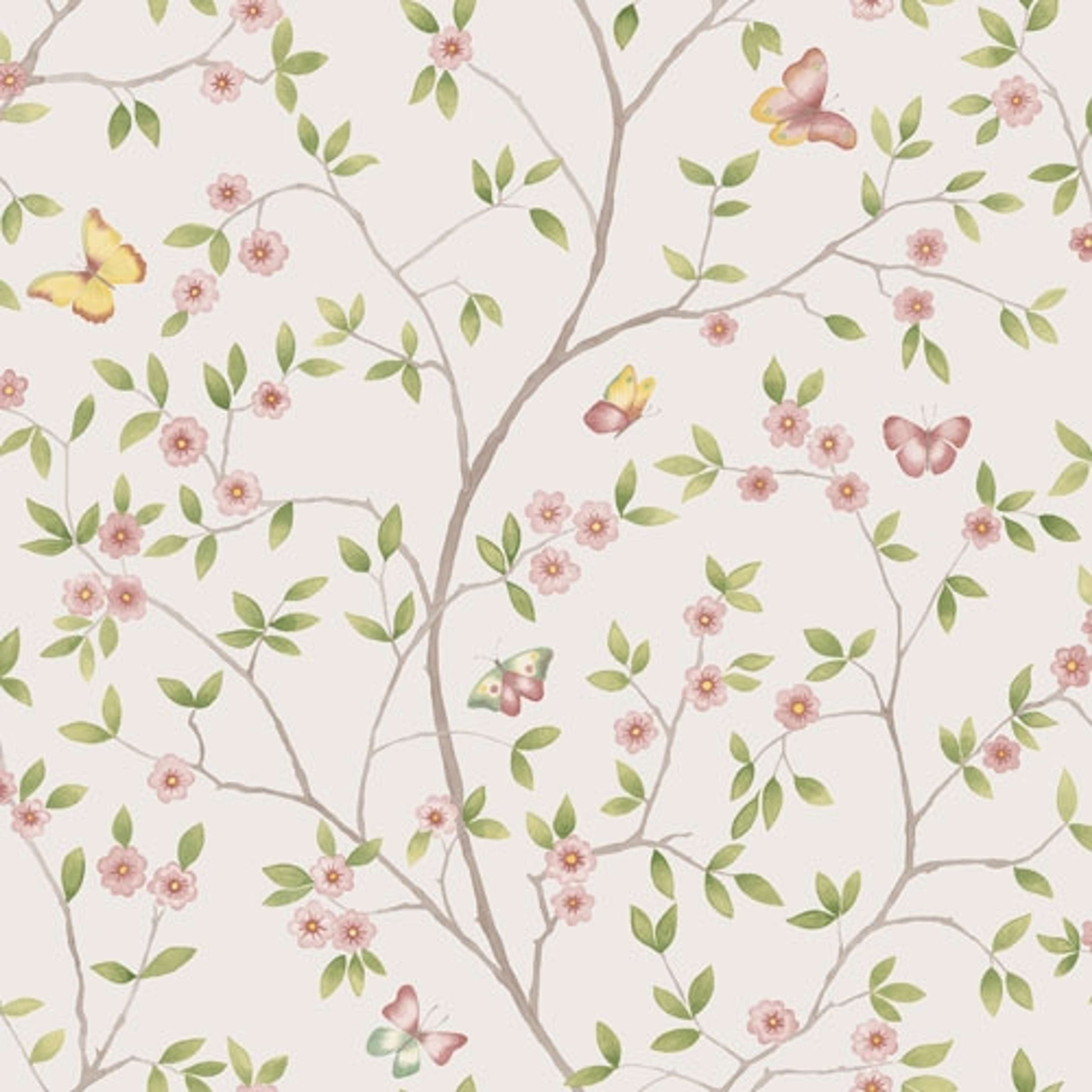 Hilma småblommig, ljus tapet från Midbec med blommigt mönster i vit. Från kollektionen Blomstermåla. Nonwoven-material med förskjuten passning.