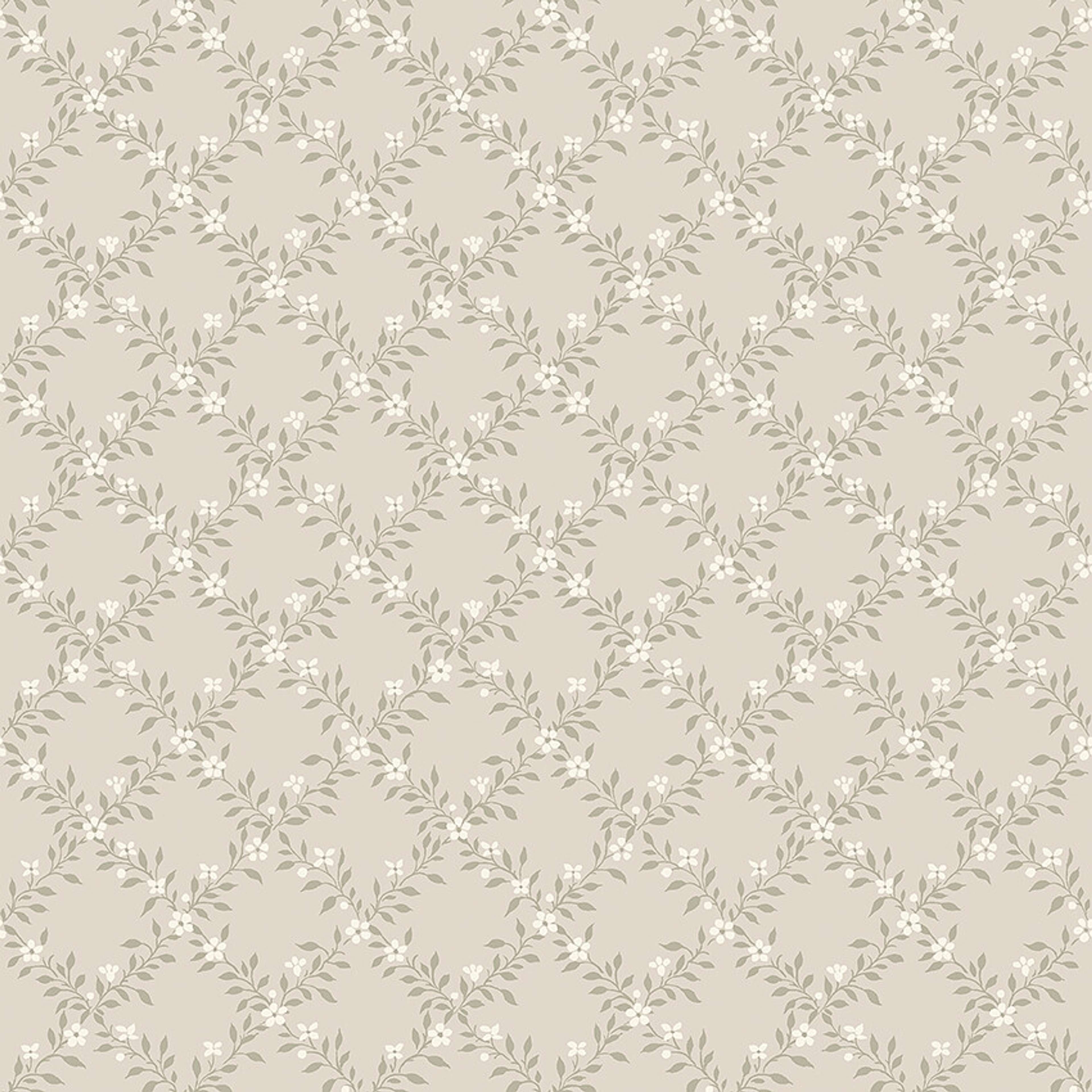 Sommarslöja tapet med trellis mönster i grön och beige. Från kollektionen timeless traditions. Nonwoven-material med rak passning. Country-stil.