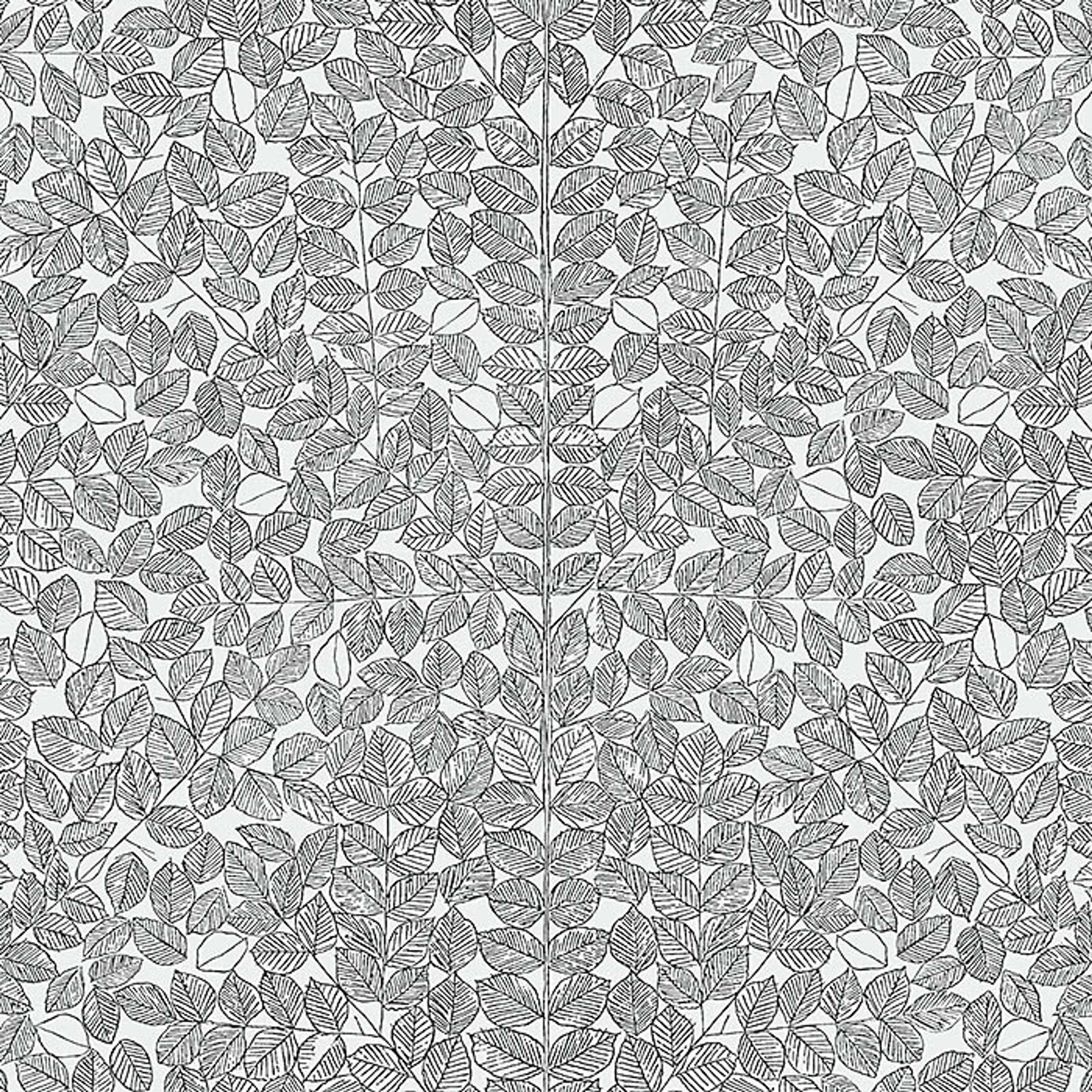 Romans tapet från Boråstapeter med botaniskt, retro mönster i vit och grå. Från kollektionen Scandinavian Designers II. Nonwoven-material med förskjuten passning. Vintage-stil.