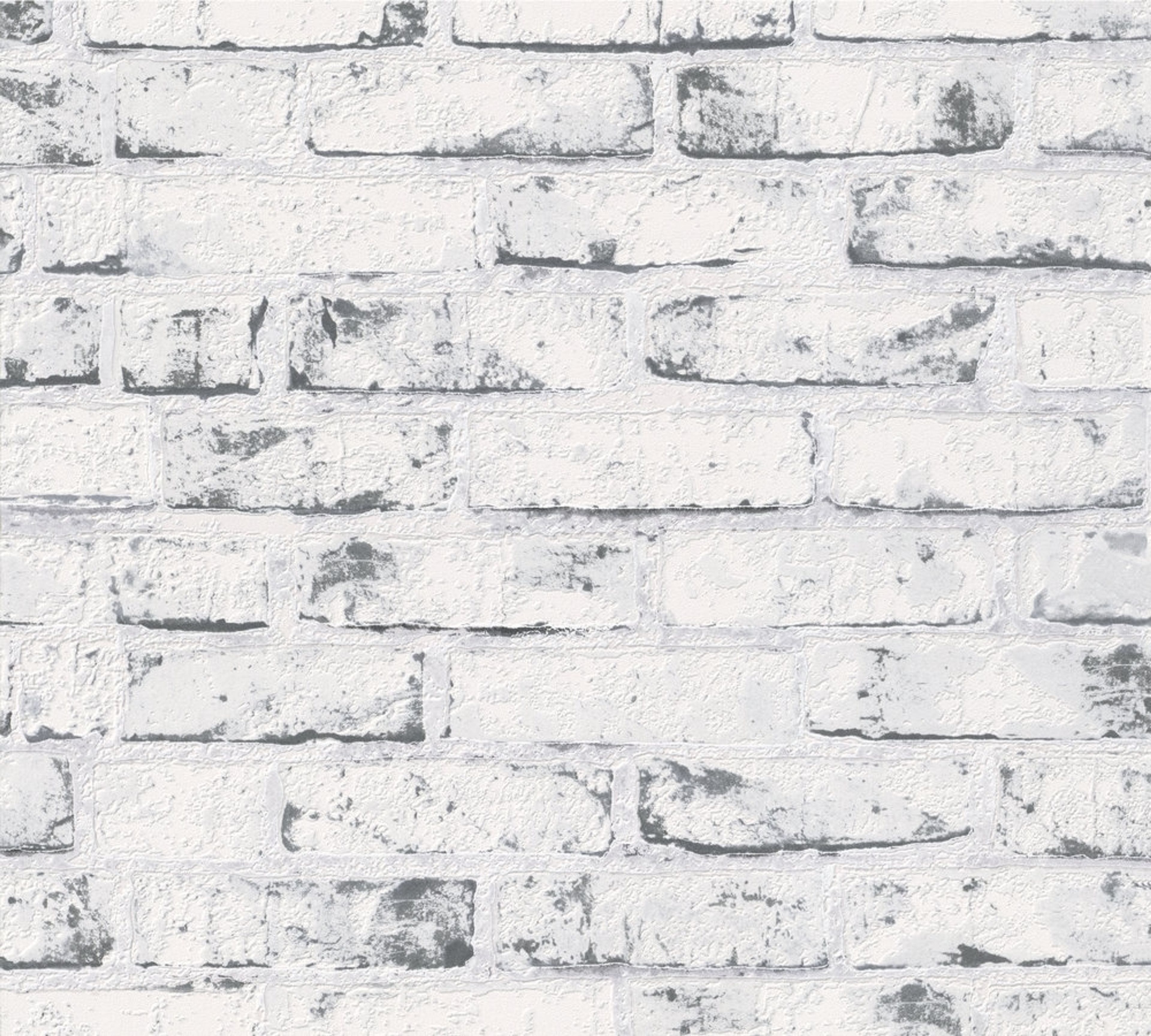 Painted bricks, strukturtapet i vit och grå tapet med tegelsten mönster i vit. Från kollektionen best of wood n stone 2. Nonwoven-material med förskjuten passning. Passar i vardagsrum och matsal.